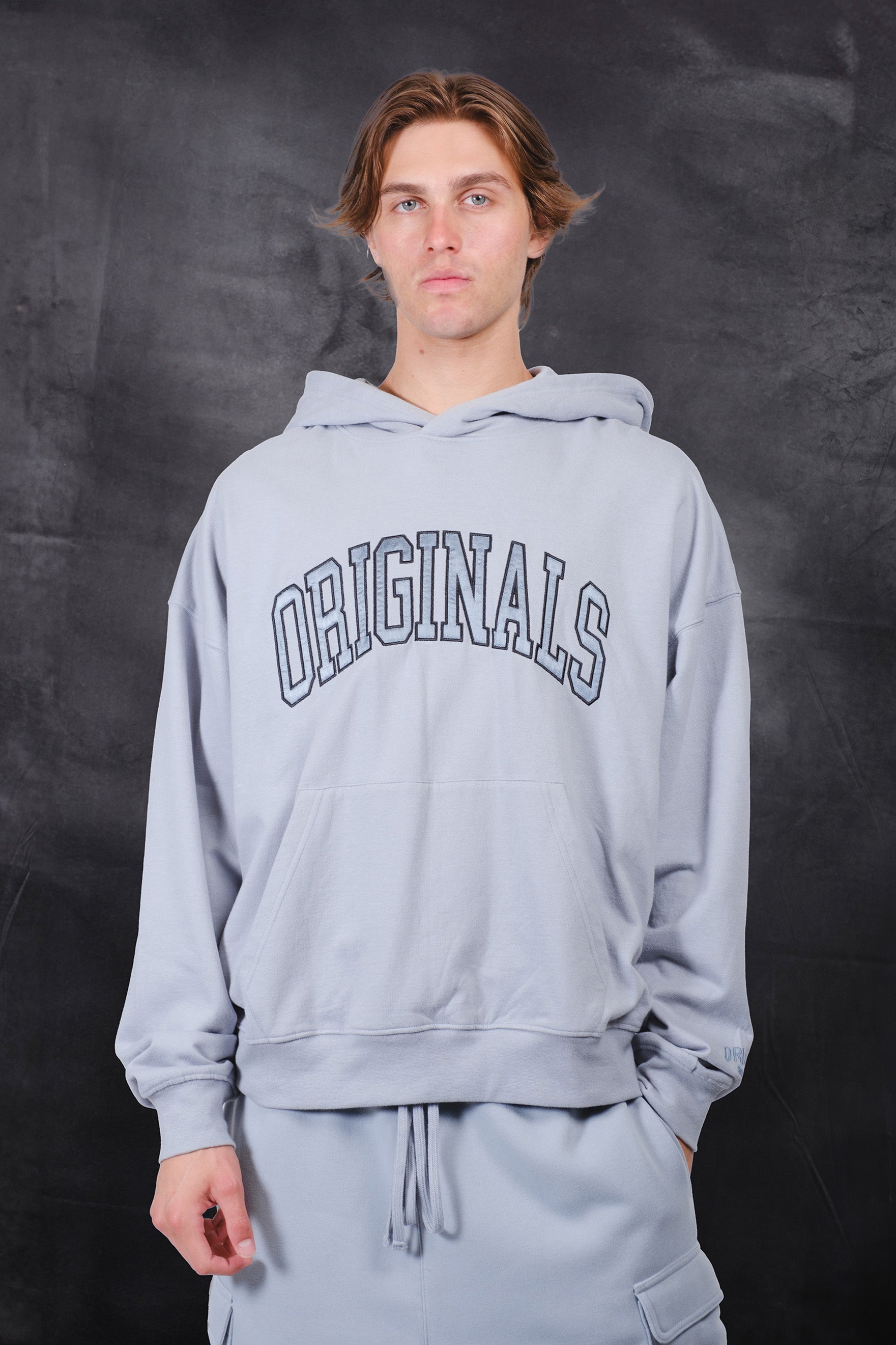 Mne's light blue pullover long-sleeve hoodie  #color_quarry
