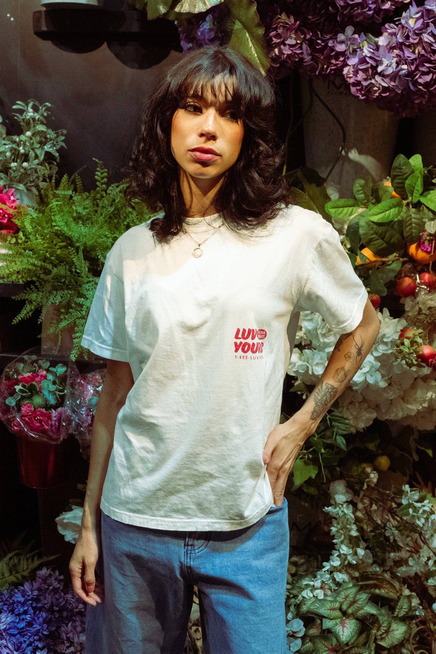 Luv Yours Cotton T-shirt with logo on left side