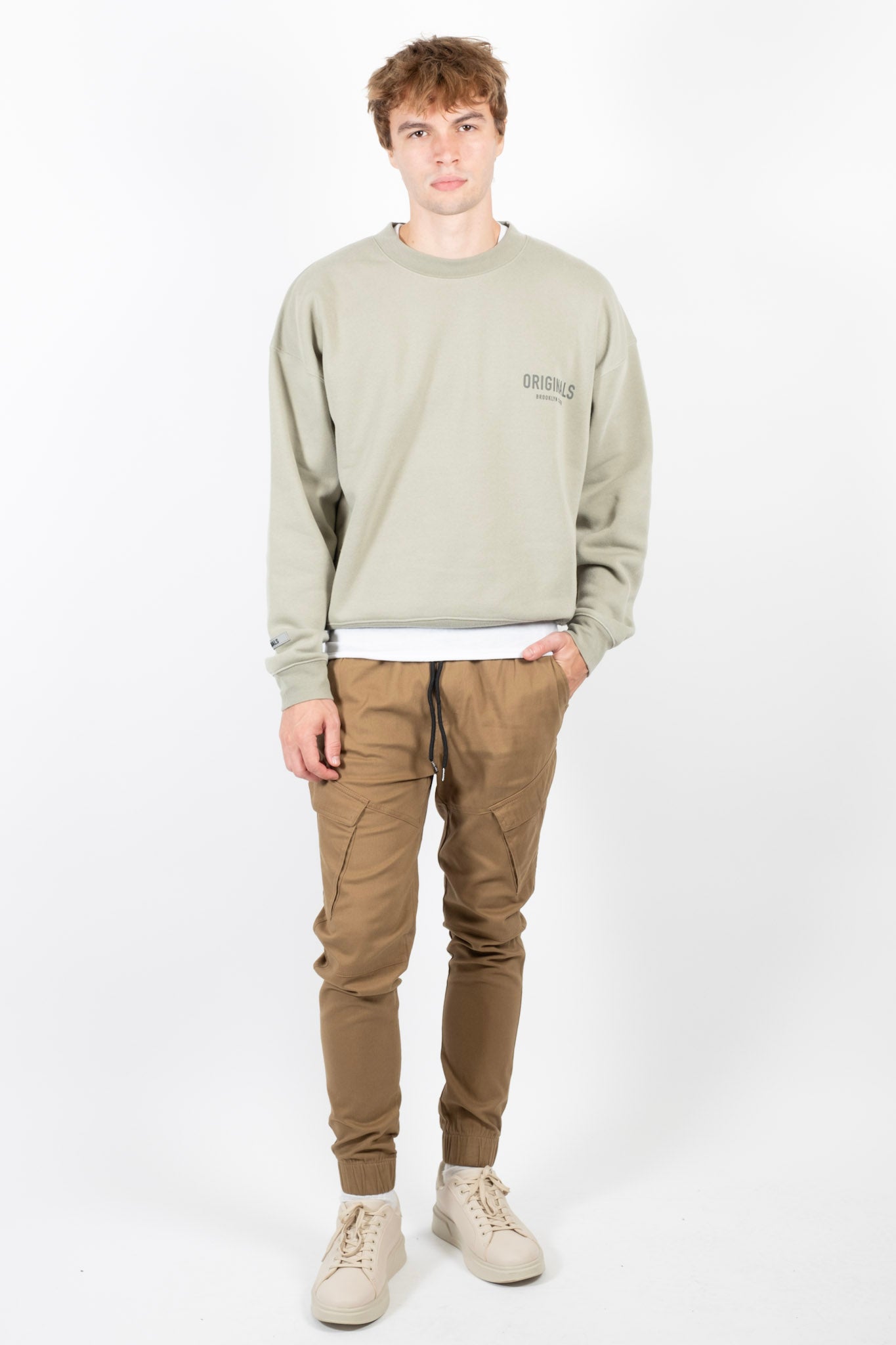 Diagonal Cargo Pocket Twill Jogger
