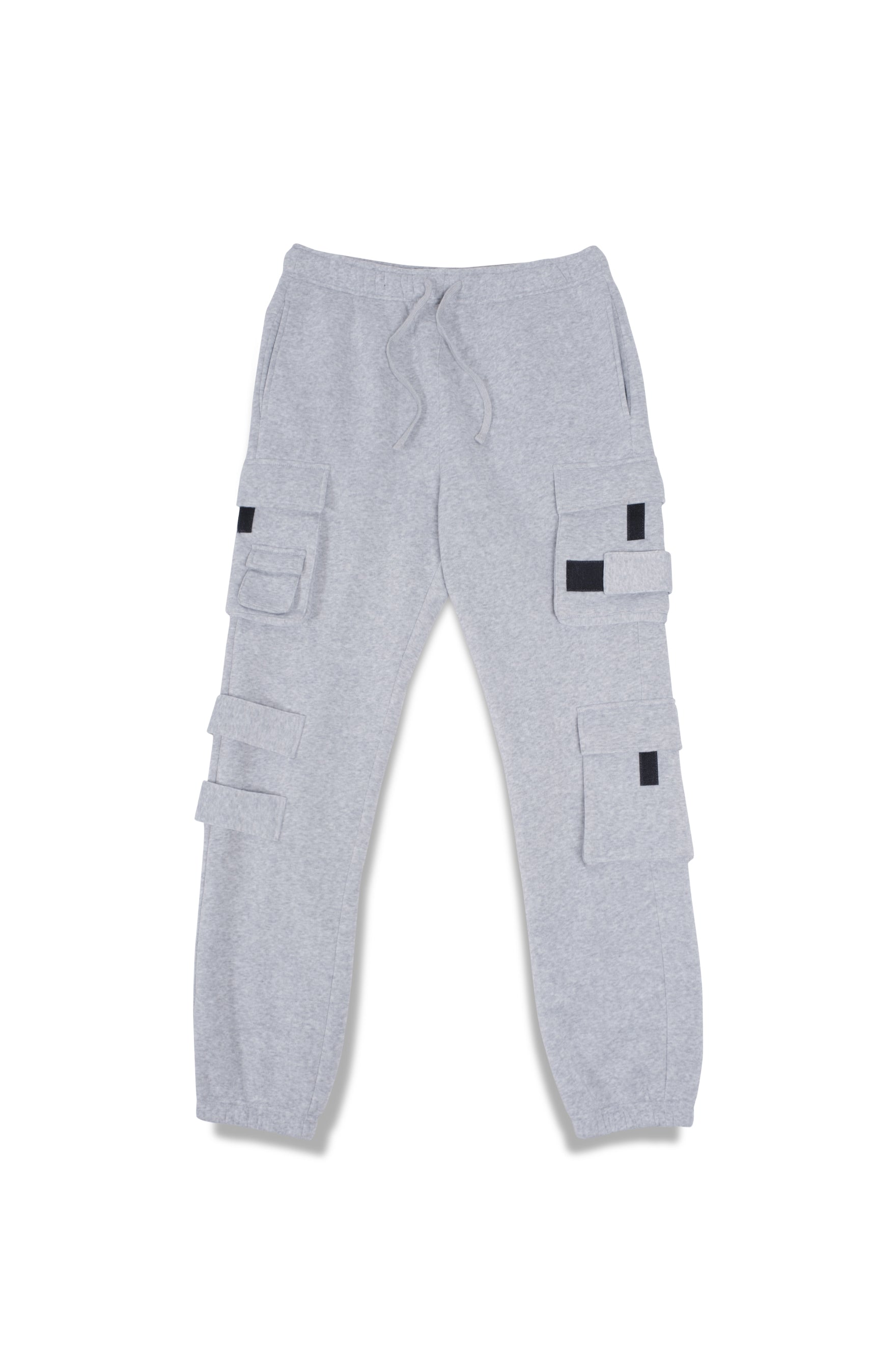 Men's Multi Pocket Velcro Detail Fleece Cargo Sweatpants
#color_heather grey