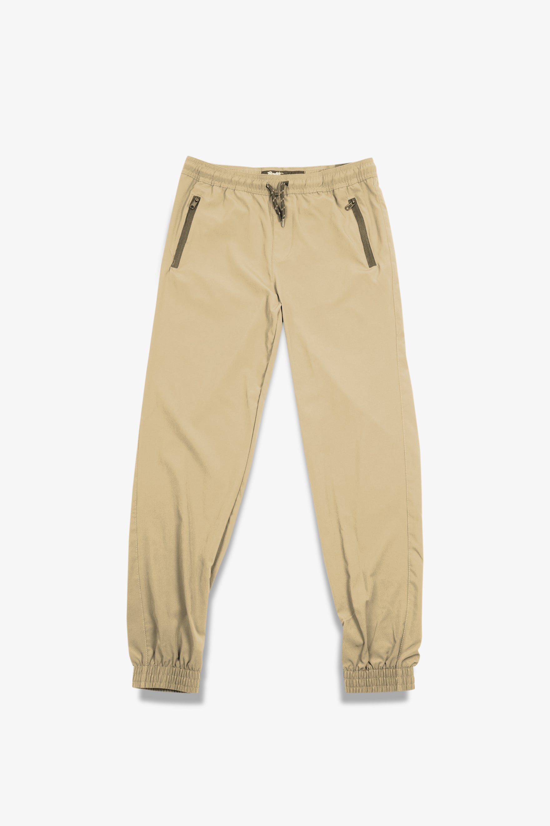 Kids Zip Pocket Jogger with drawstring waist, 4 way stretch
#color_khaki