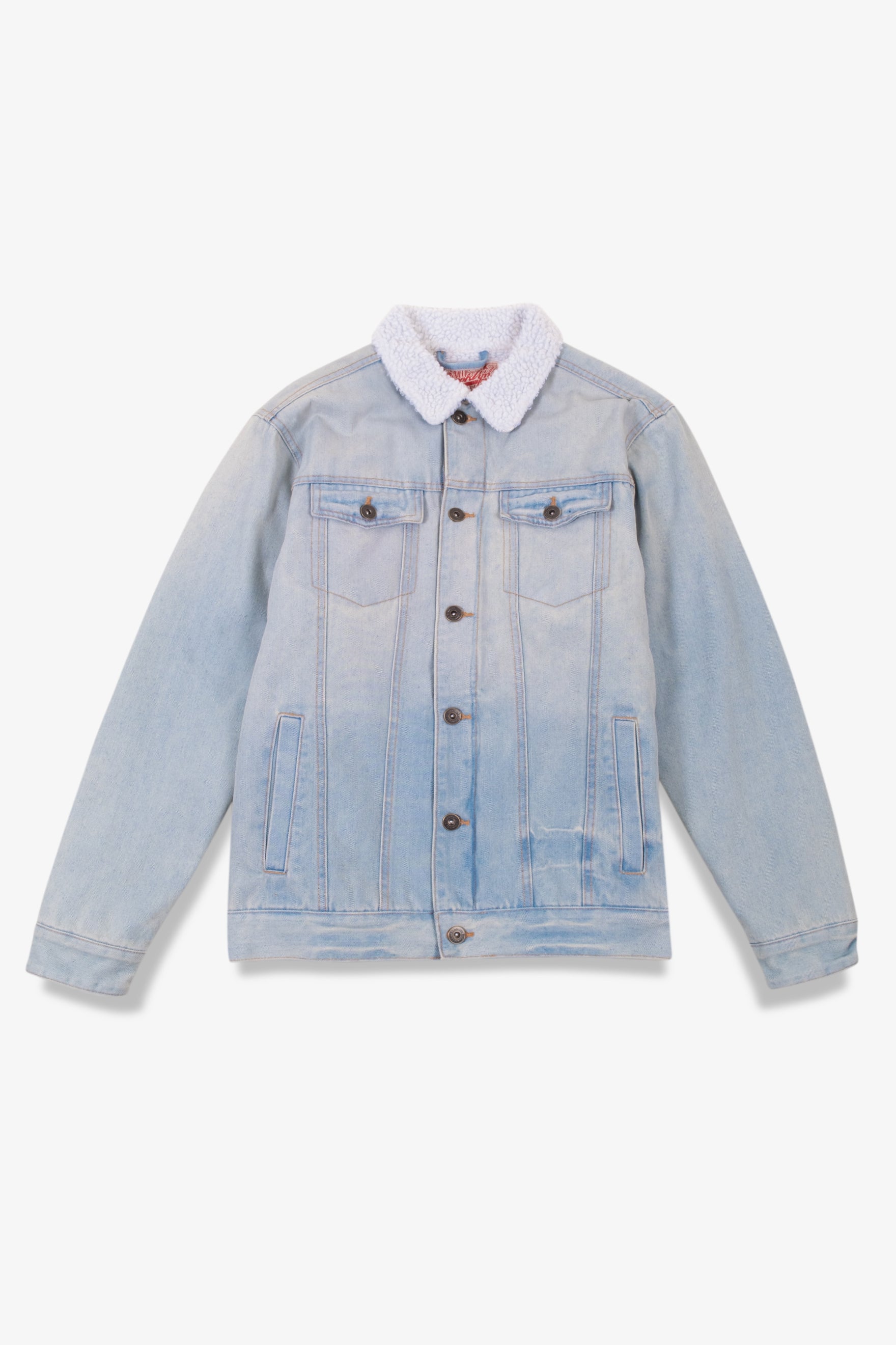 Light Stone Wash Denim Sherpa Jacket