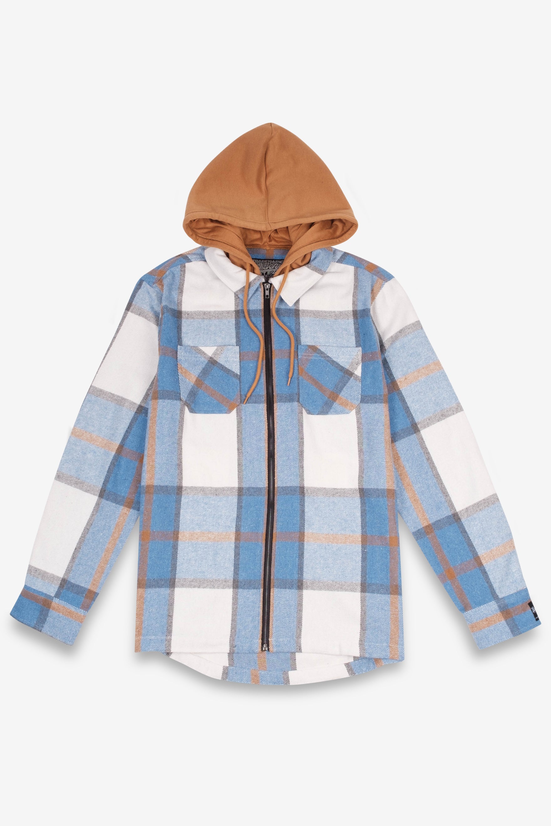 Men’s zippered hooded flannel overshirt
#color_light blue