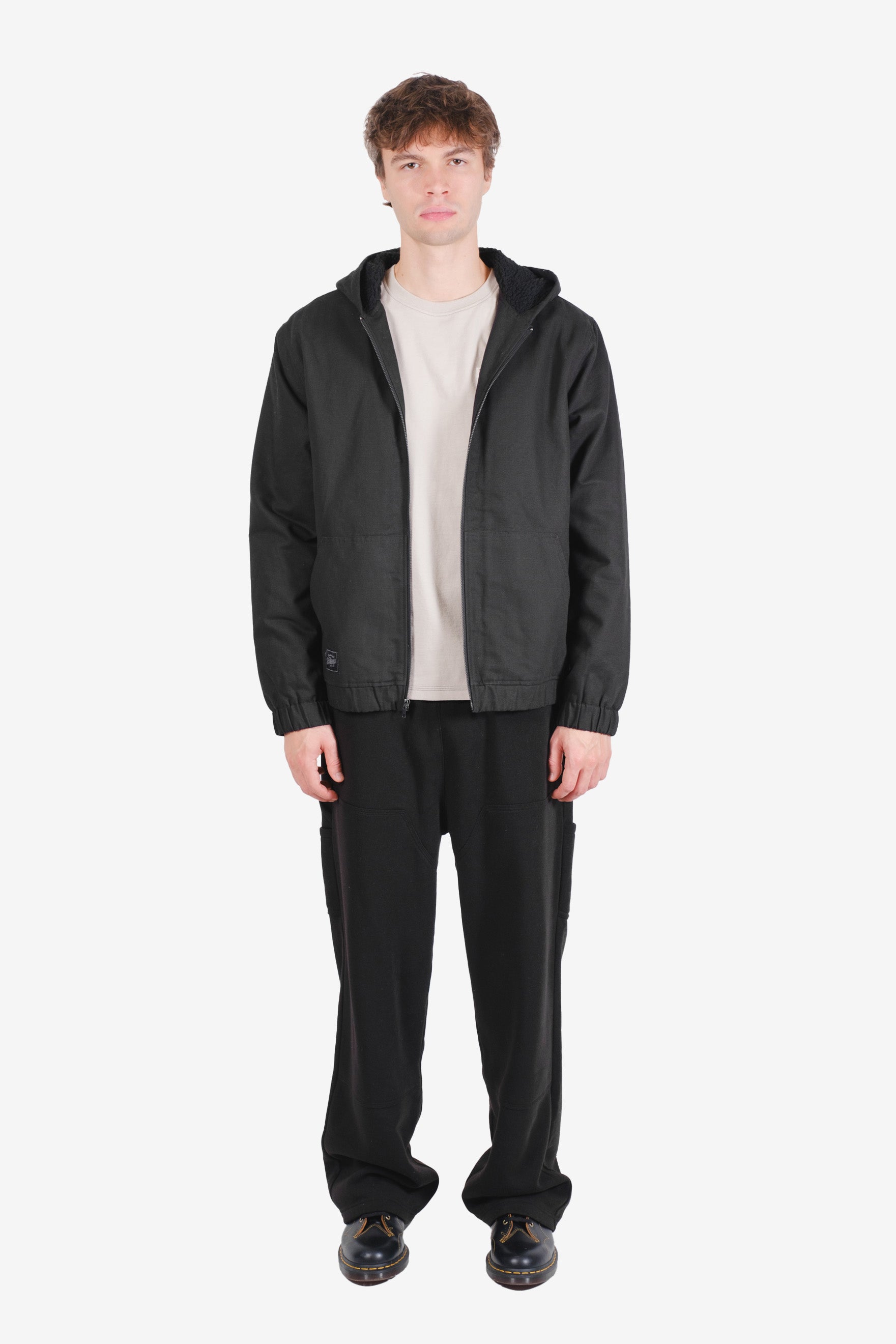 Men’s hooded sherpa-insulated canvas coat
#color_black