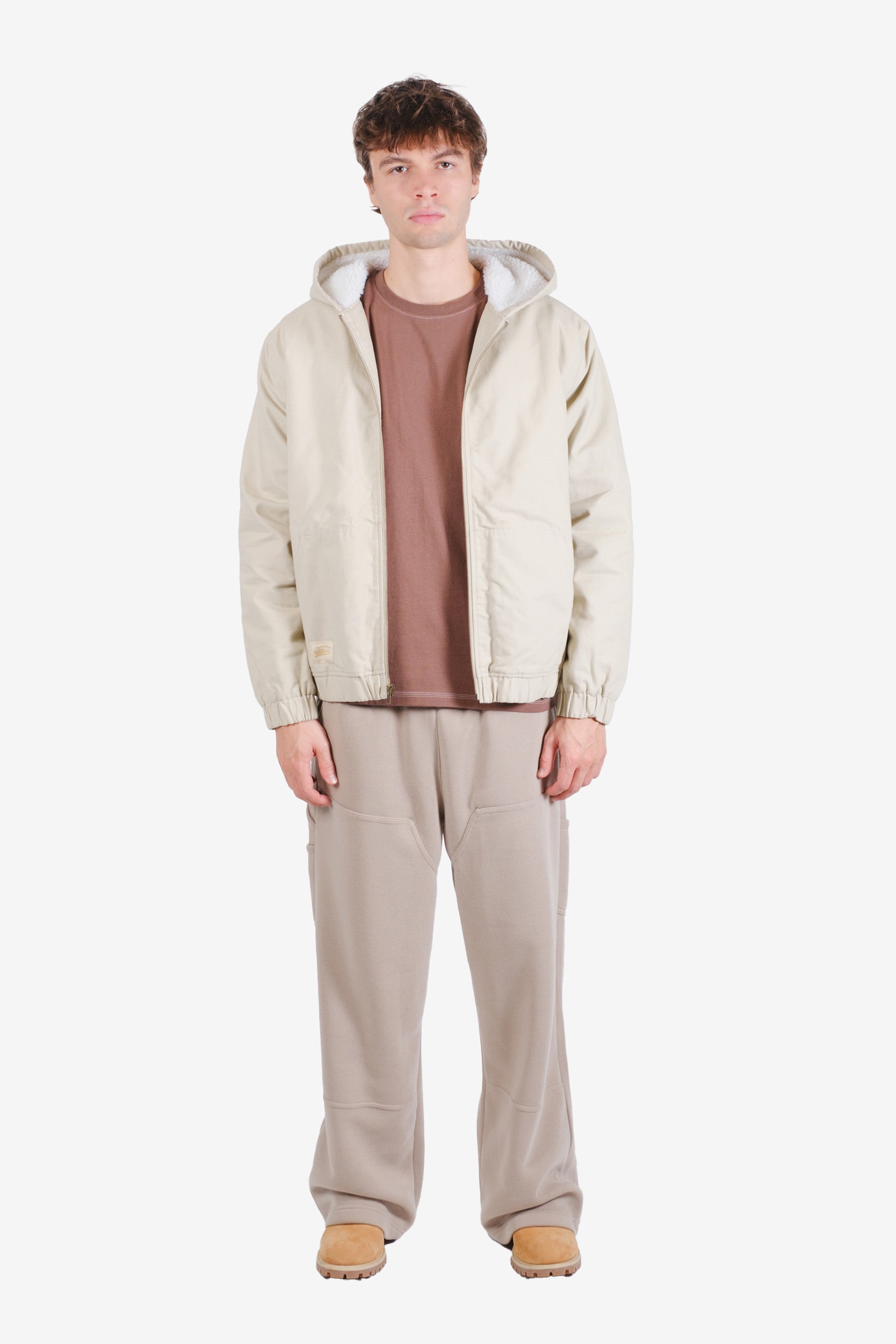 Men’s sherpa lined hooded canvas outerwear
#color_sand