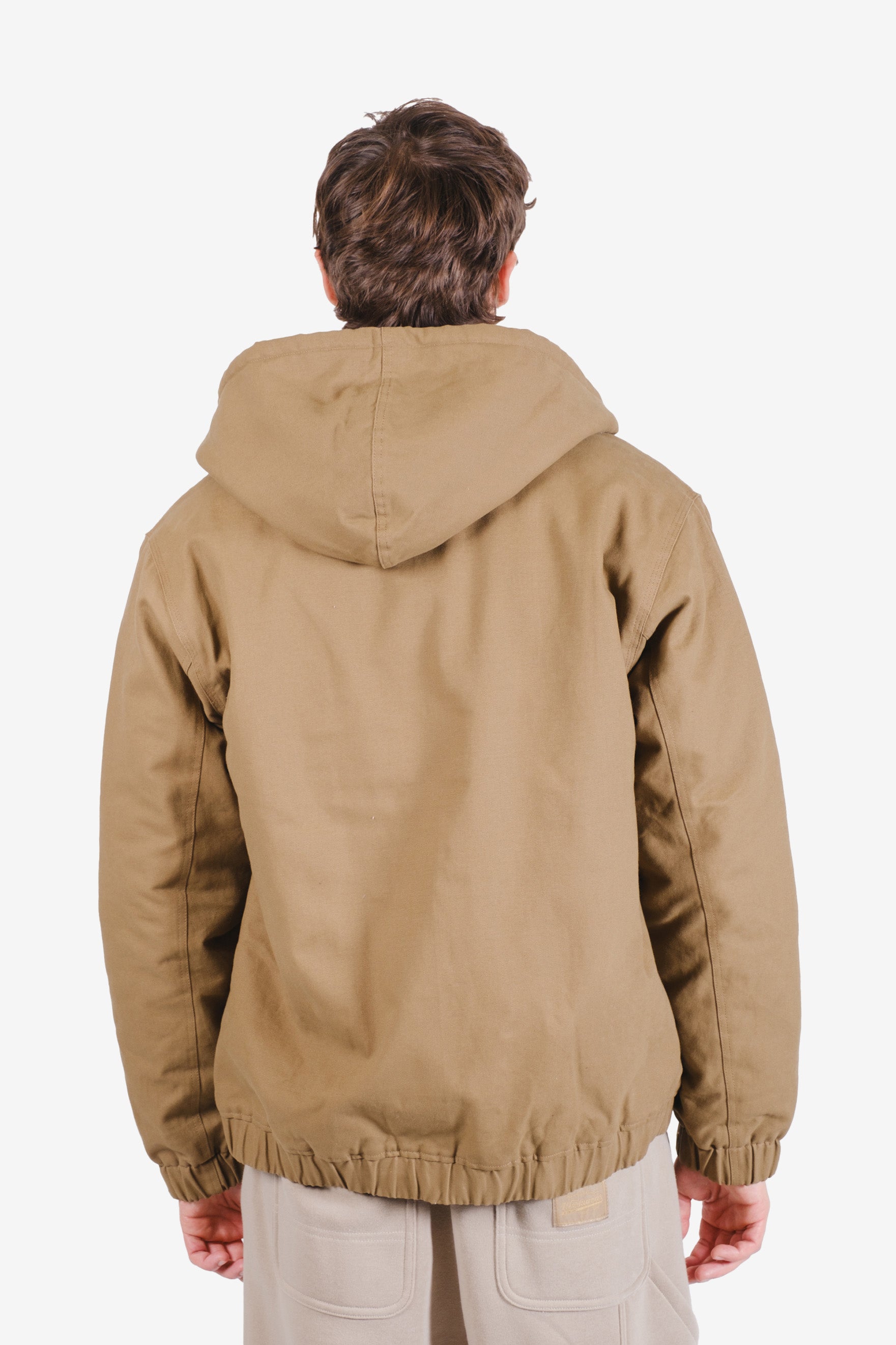 Warm sherpa lined hooded canvas coat for men
#color_tobacco