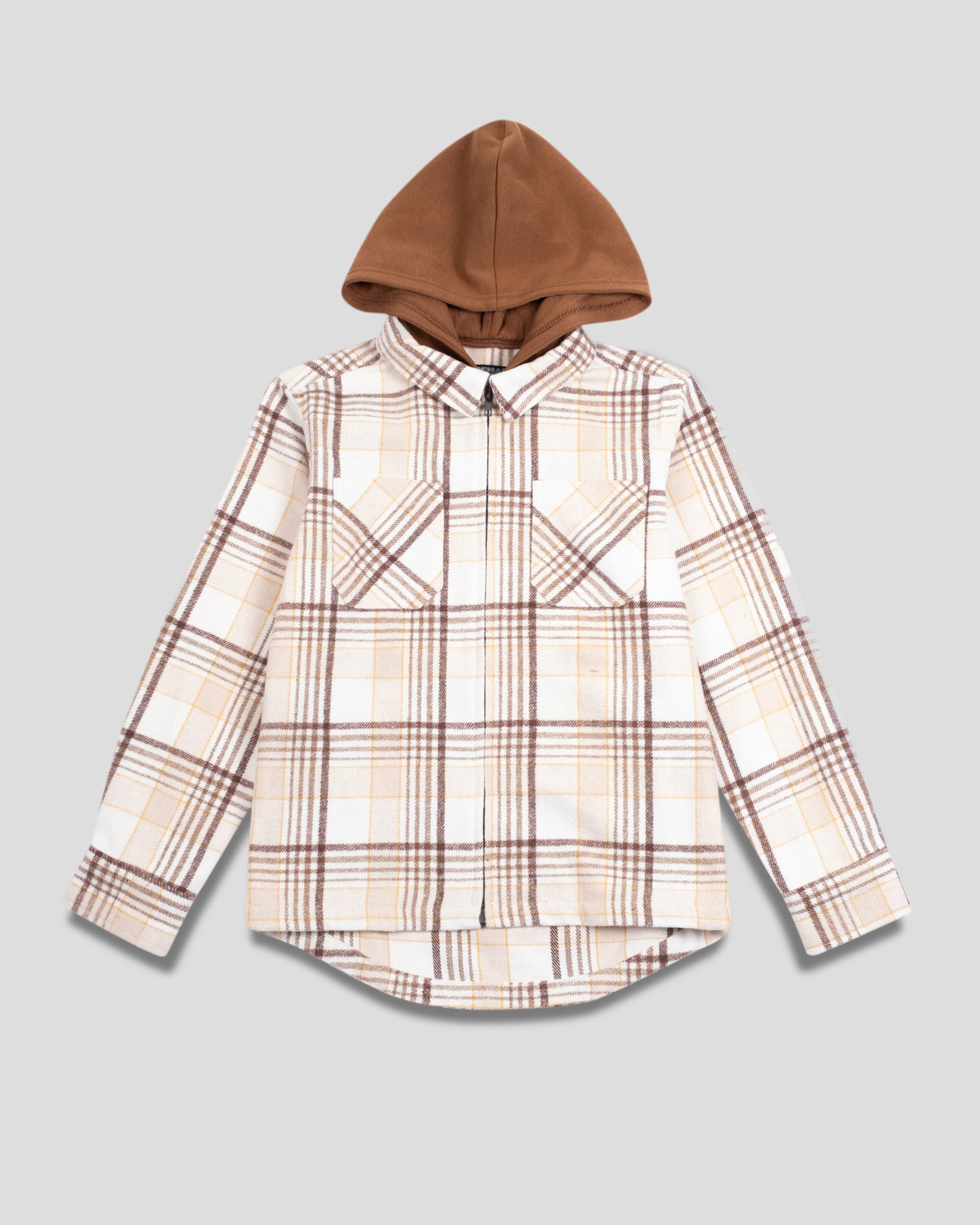Kids Flannel Hooded Zip Shacket | Brooklyn Cloth