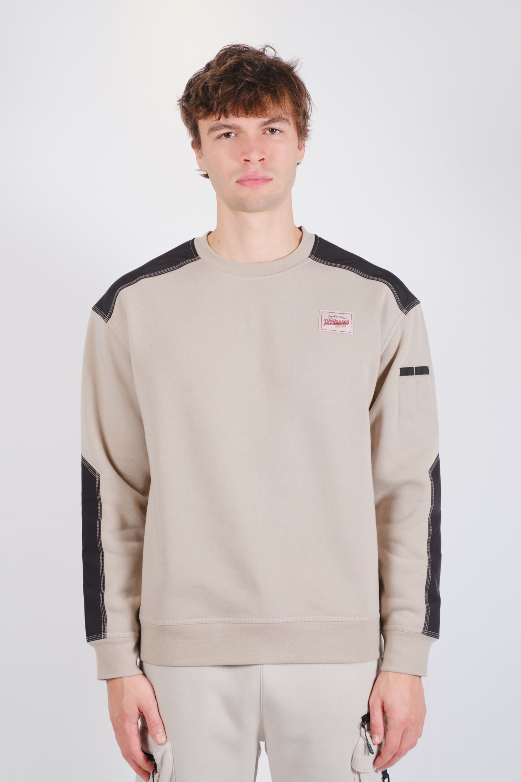 Workwear Blocked Fleece Crew
#color_pumice stone