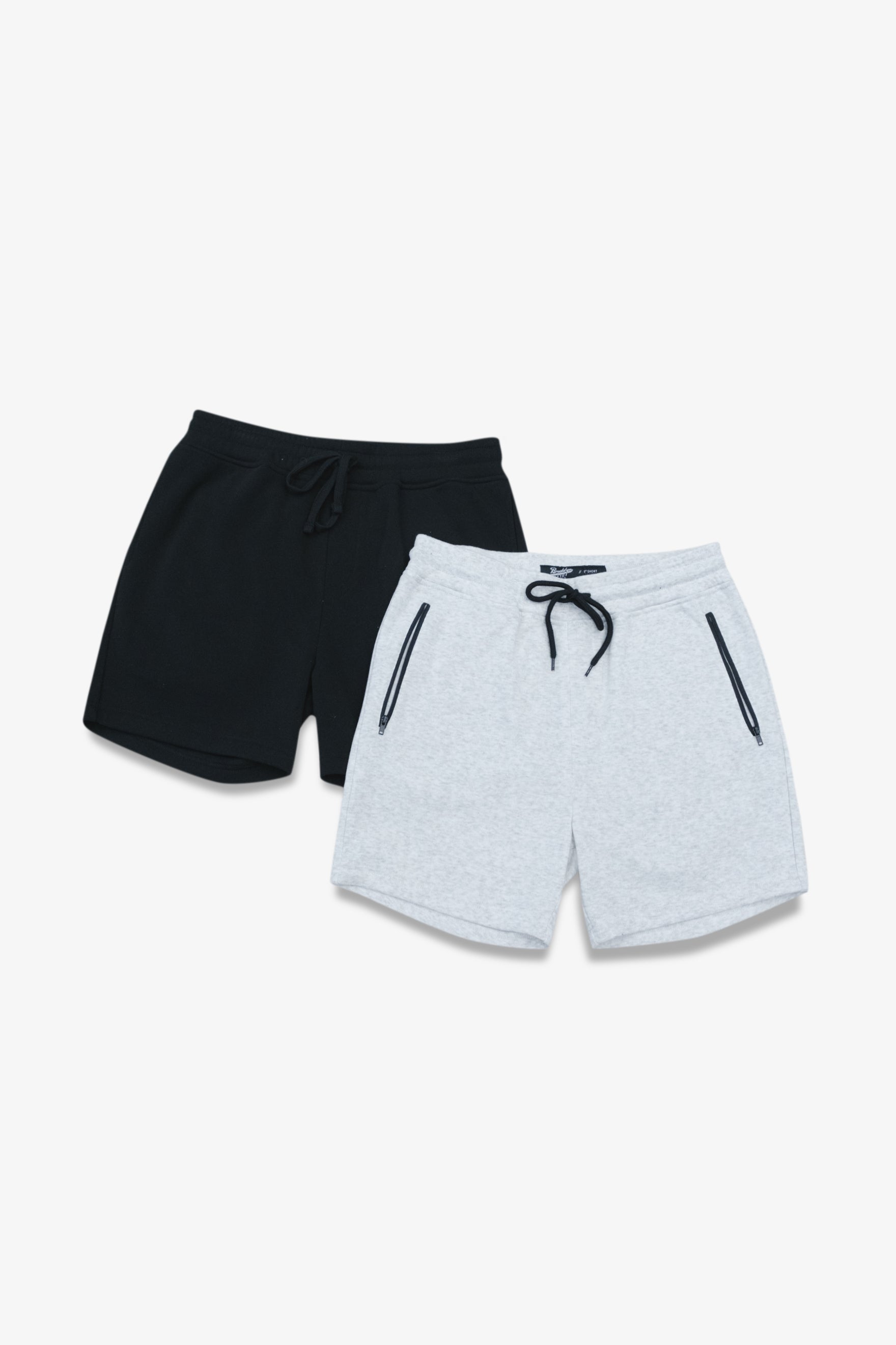 Brooklyn Cloth 2 Pack Fleece Shorts with 5 inch inseam
#color_oatmeal/black