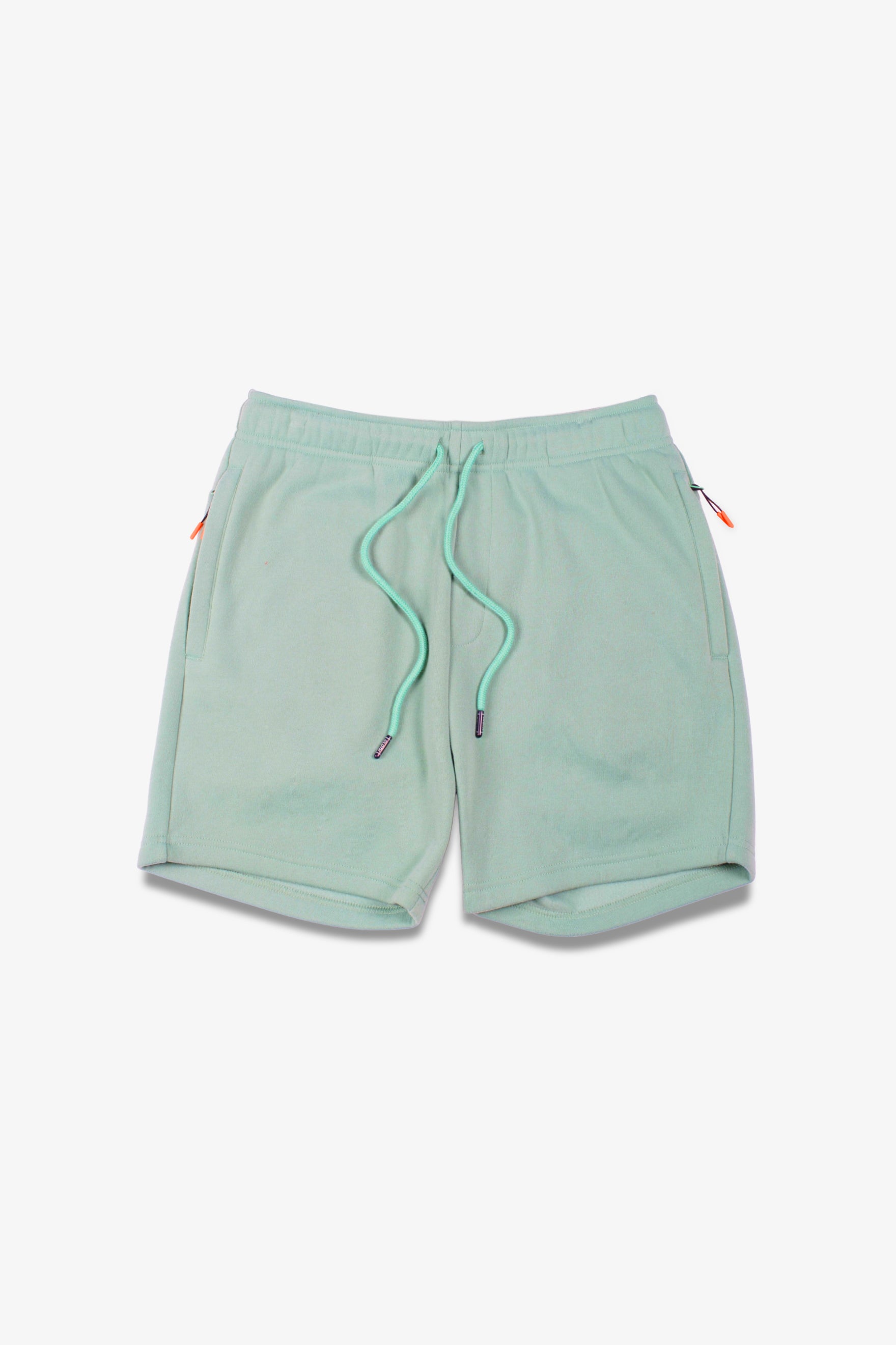 Brooklyn Cloth men’s fleece shorts with 5 inseam, zip pocket included
#color_soft moss