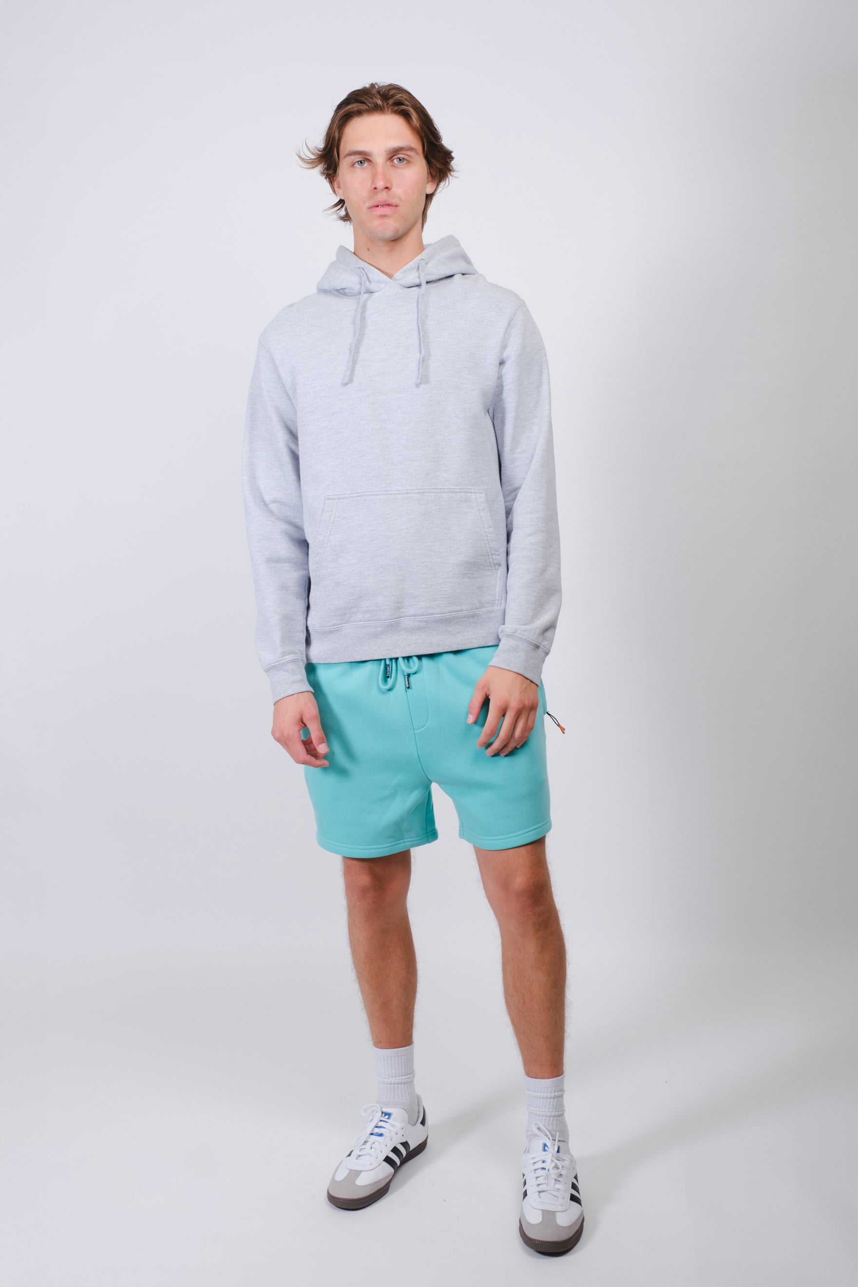 5 inch inseam fleece shorts with secure zip pocket for men by Brooklyn Cloth
#color_spearmint