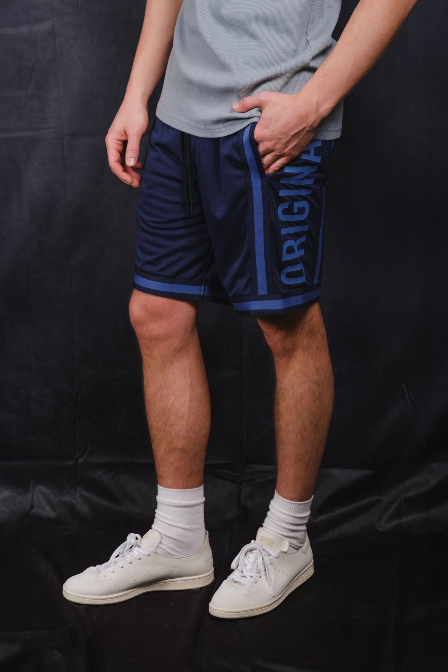 Originals Nylon Paneled Basketball Shorts 
#color_french-navy