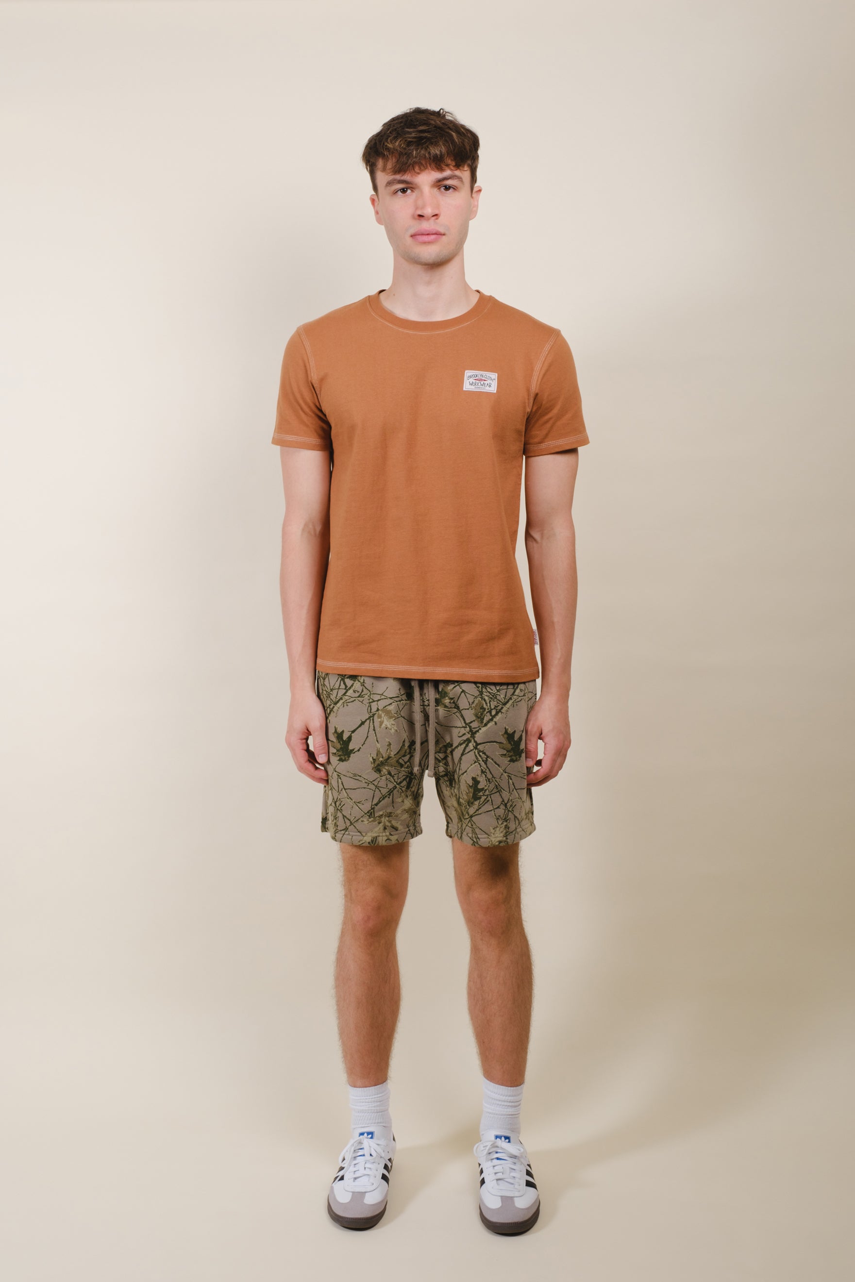 Camo fleece shorts for men by Brooklyn Cloth
#color_olive