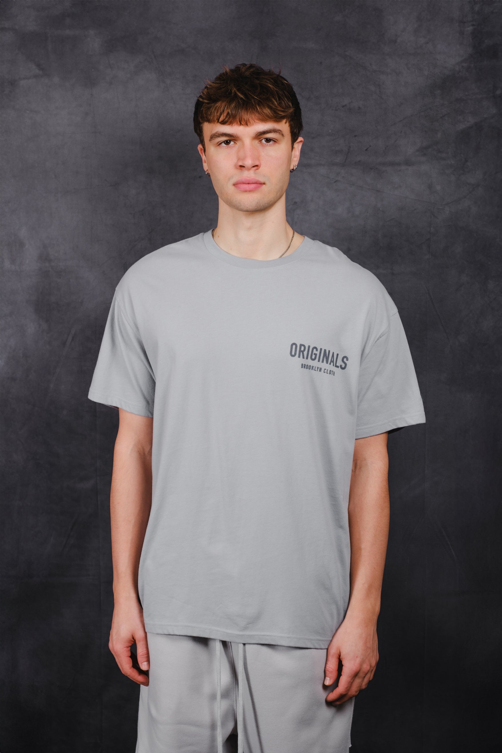 Men’s Originals Front Flock Tee with soft flocked logo on chest
#color_quarry