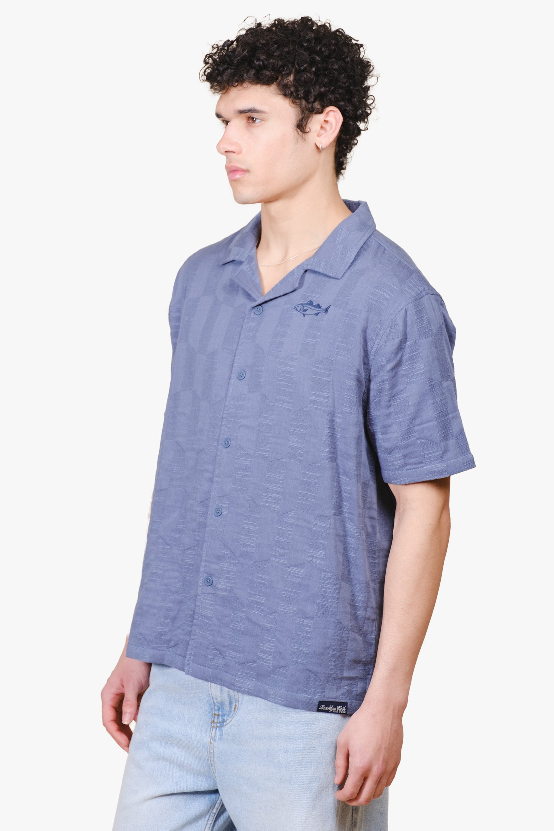 Costal blue camp collar shirt for men
#color_coastal blue