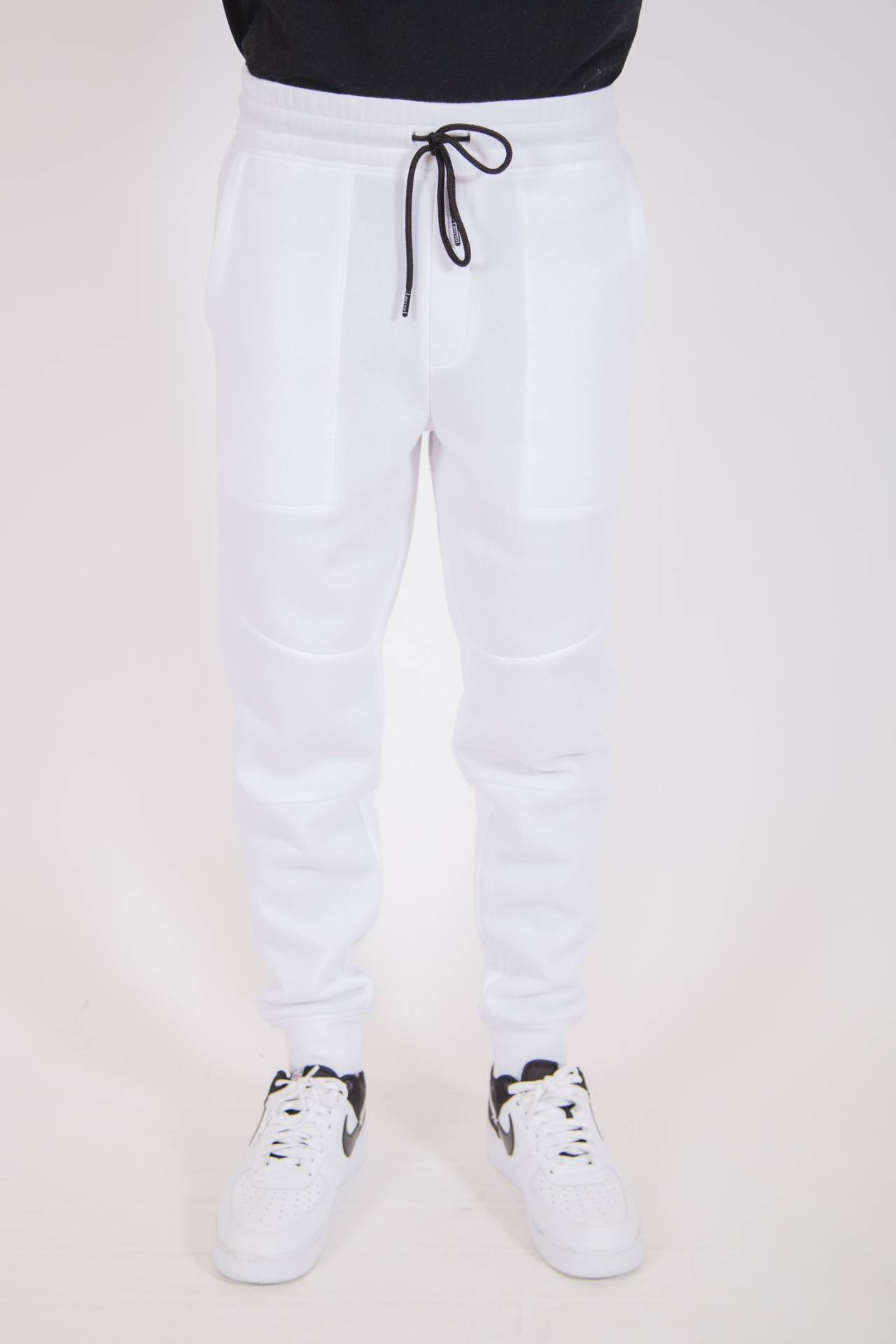 White Fleece Core Jogger Pants, Men's Joggers