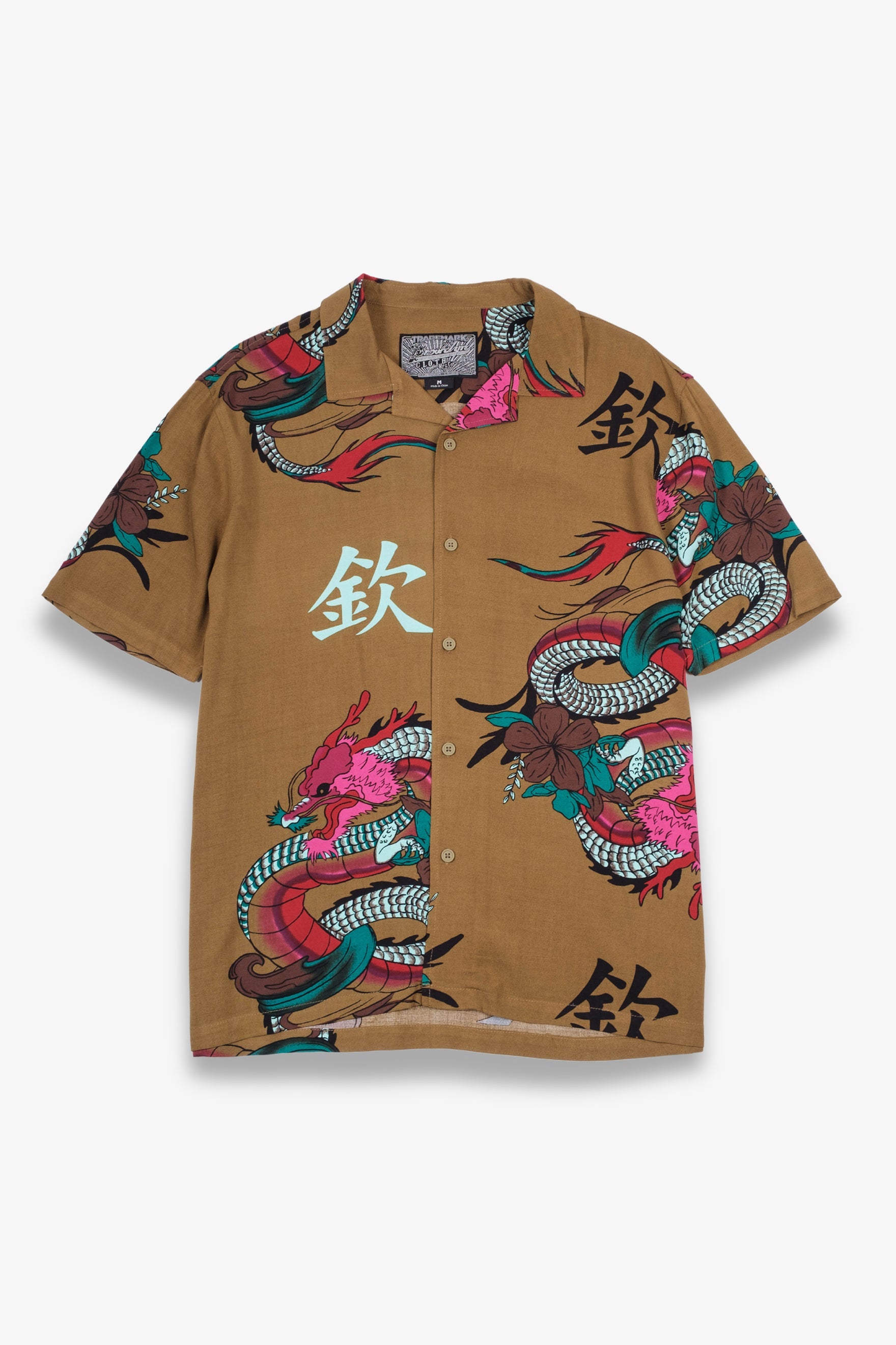 Fierce Dragon Rayon Shirt, Men's Top