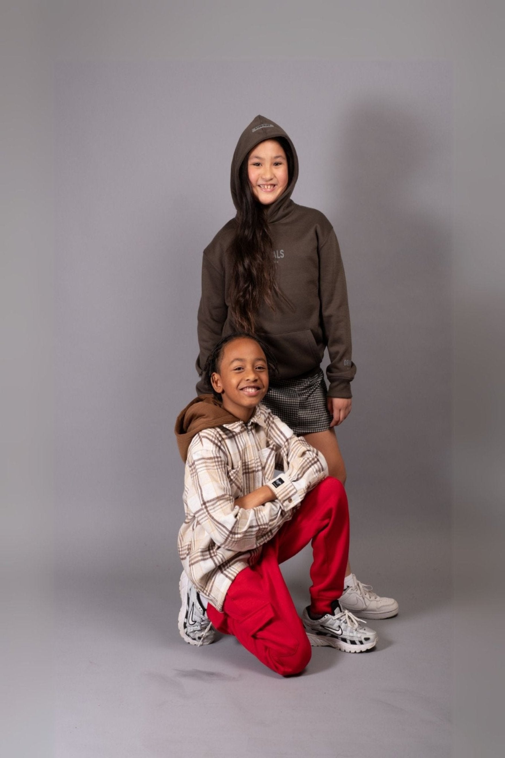 Flannel zip shacket for kids with hood
#color_cream