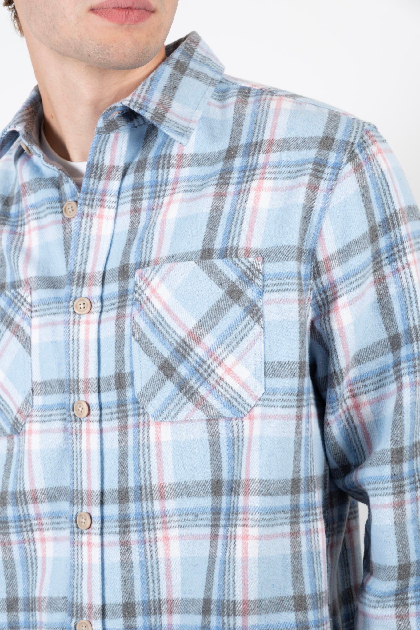 Vibrant heavy flannel overshirt
#color_blue pink