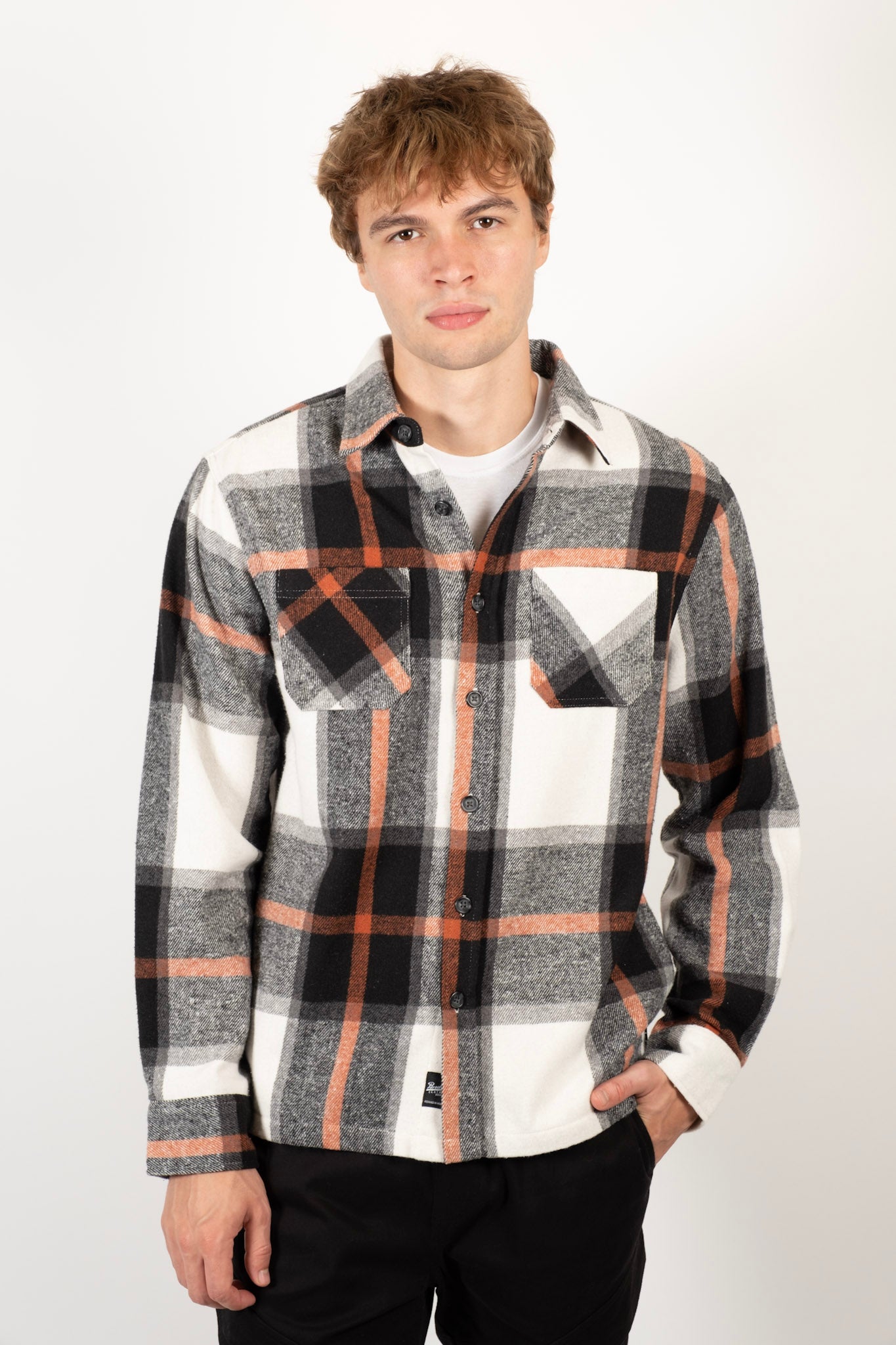 Ultra soft heavy flannel shacket
#color_black cream