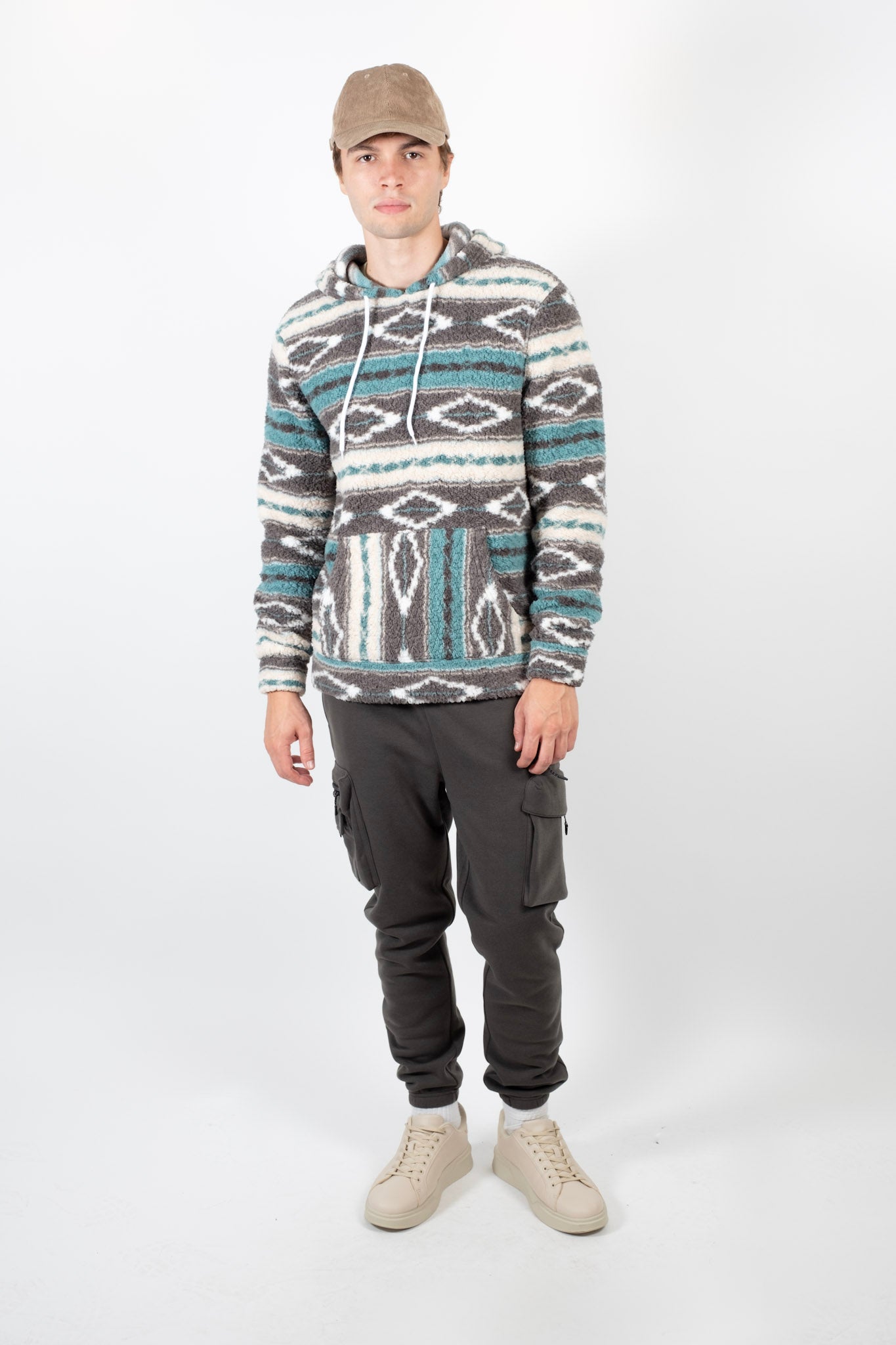 Men's Cargo Pocket Fleece Sweatpants #color_dusty black