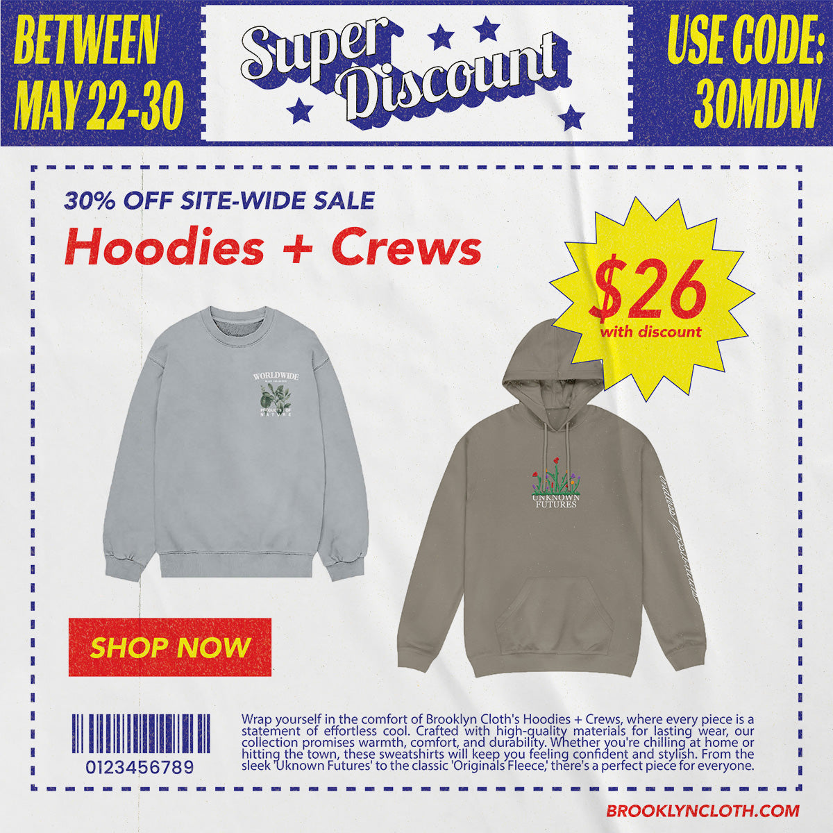 Brooklyn Cloth $26 Hoodies + Crews