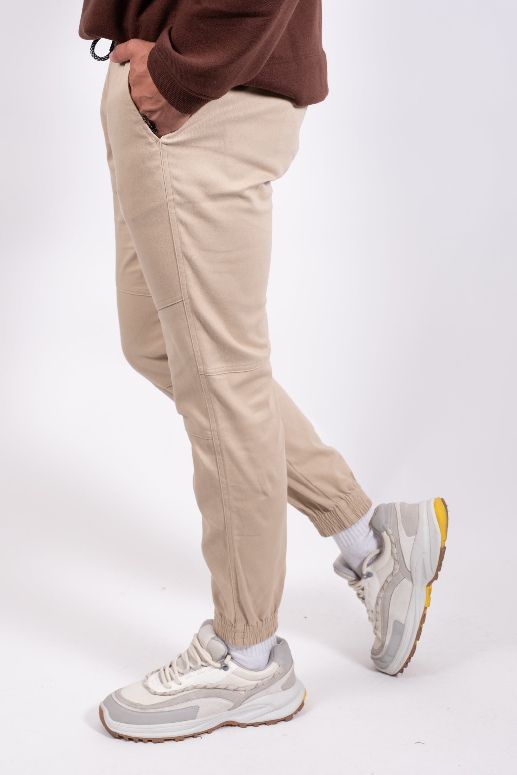 Khaki Side Pocket Zip Twill Jogger 2.0, featuring zippered side pockets, men's fit
#color_khaki