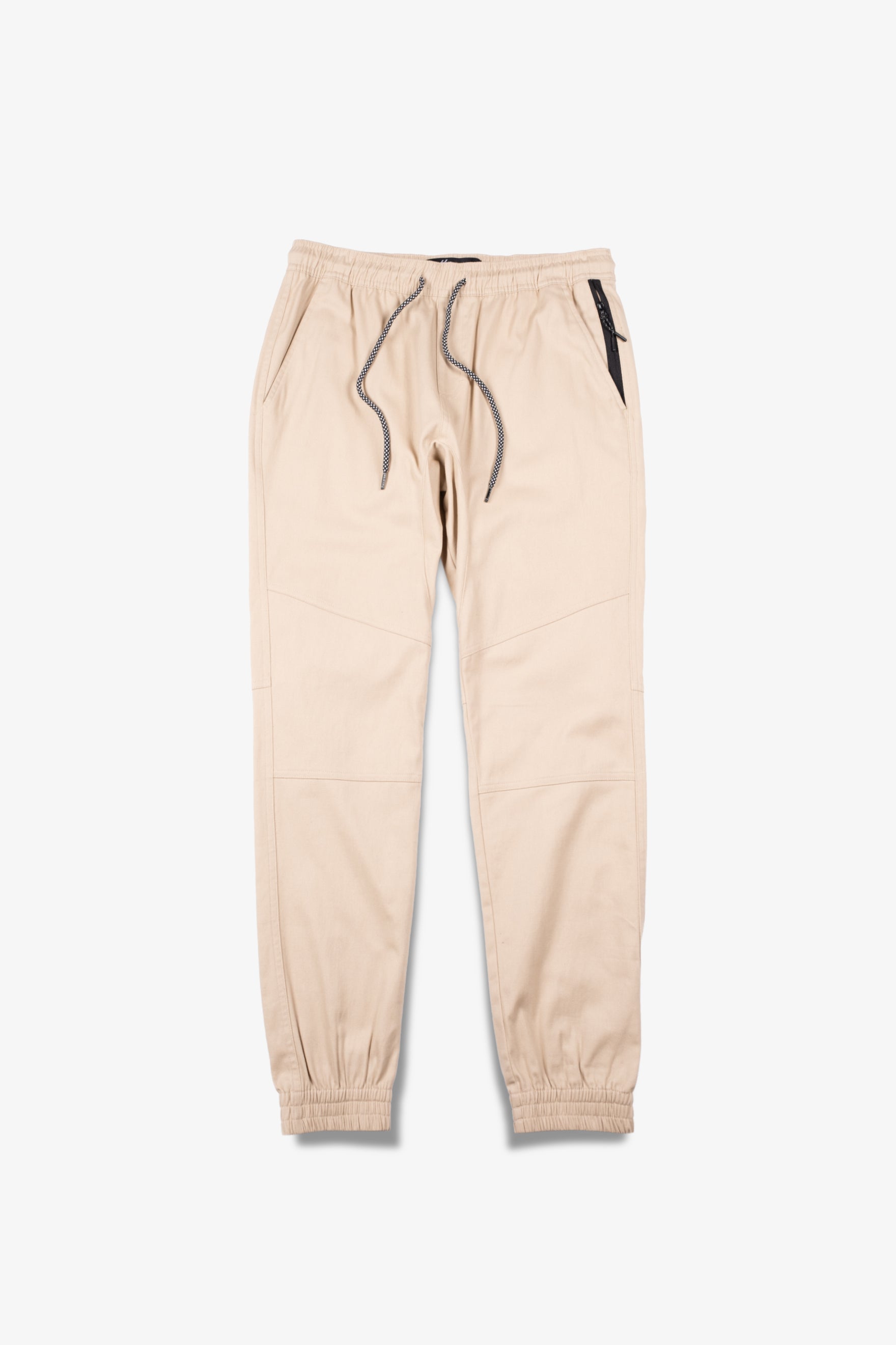 Side Pocket Zip Twill Jogger 2.0 in khaki with elastic cuffs, men's style
#color_khaki