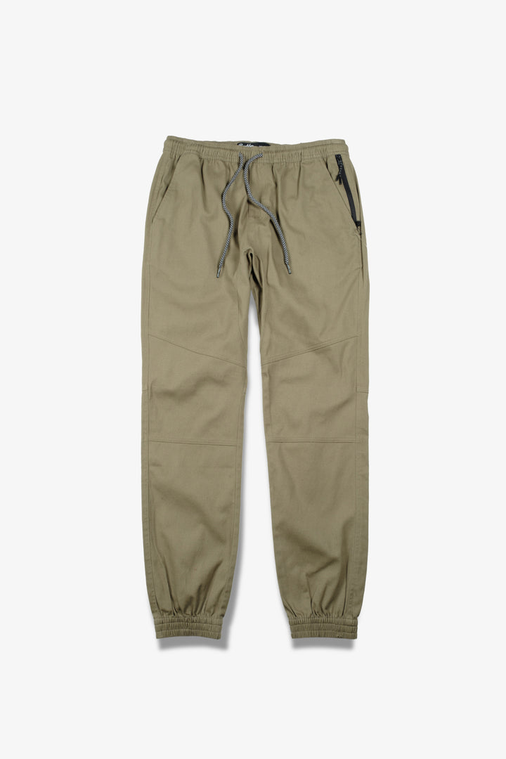 Khaki men's jogger with side zip pockets
#color_olive