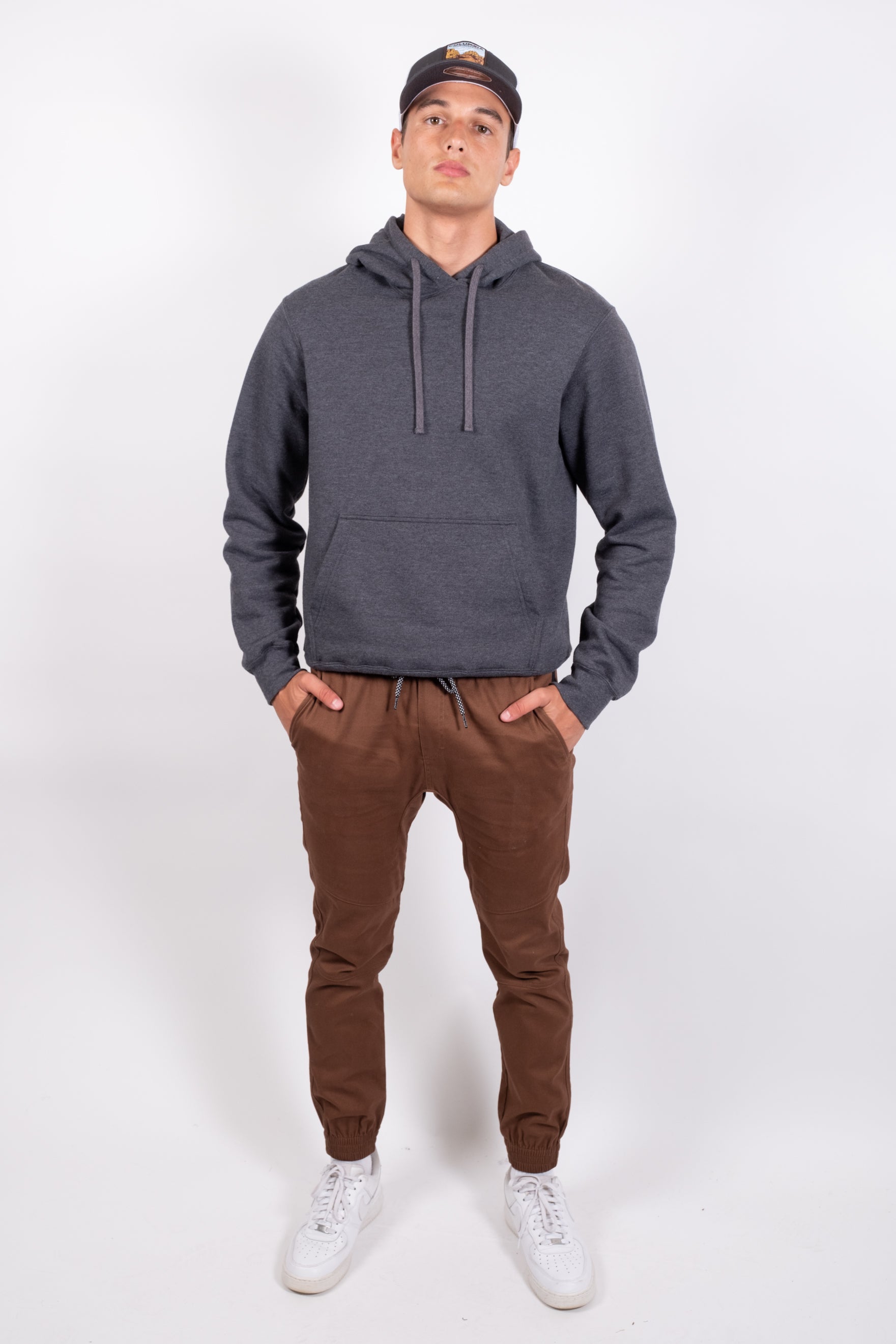 Dark gray Side Pocket Zip Twill Jogger for men with tapered fit
#color_toffee