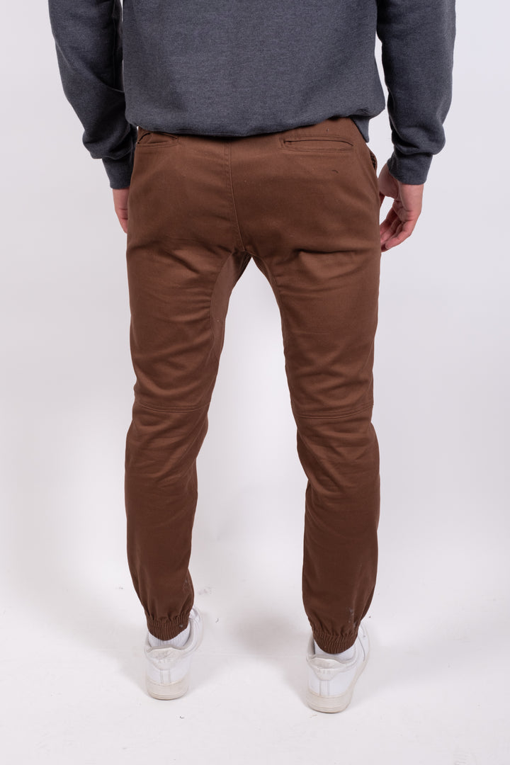 Toffee Side Pocket Zip Twill Jogger 2.0, featuring side zippers
#color_toffee