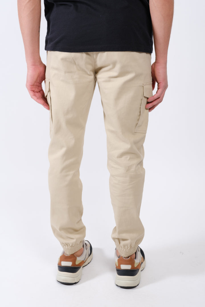 Black twill cargo joggers for men featuring roomy side pockets and adjustable waist
#color_khaki
