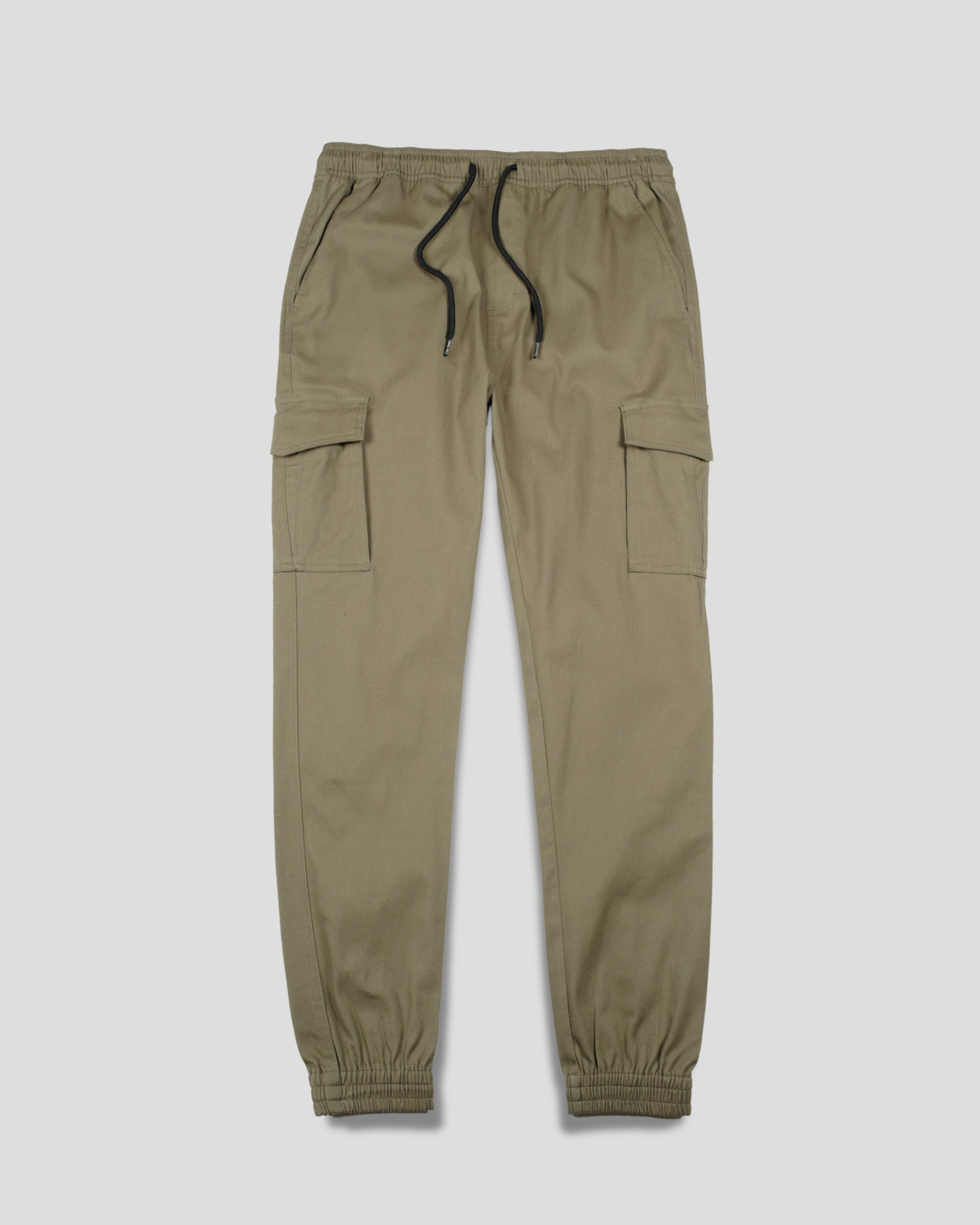 Men's navy cargo pocket twill joggers with elastic cuffs and spacious pockets
#color_olive