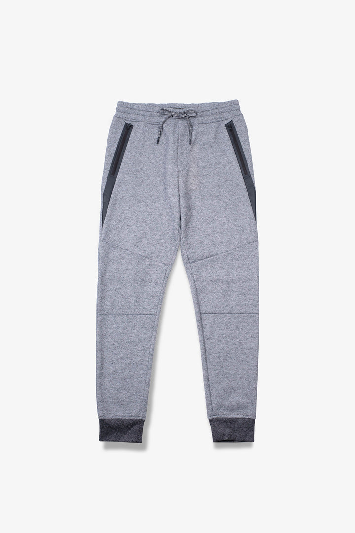 Men's jogger pants in fleece with diagonal heat-seal pocket design
#color_black-marl