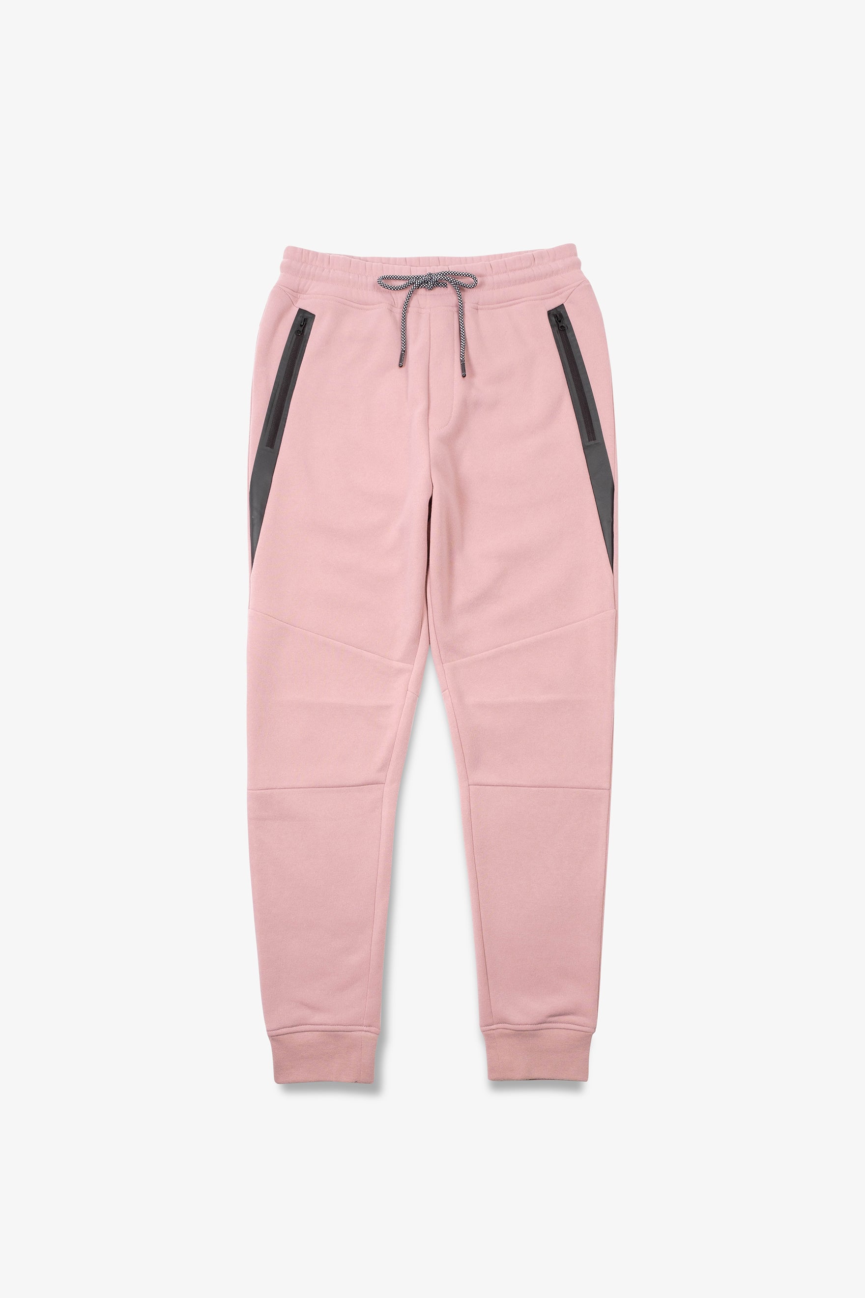 Men's dusty rose joggers in fleece fabric, featuring heat-sealed diagonal pockets
#color_dusty-rose
