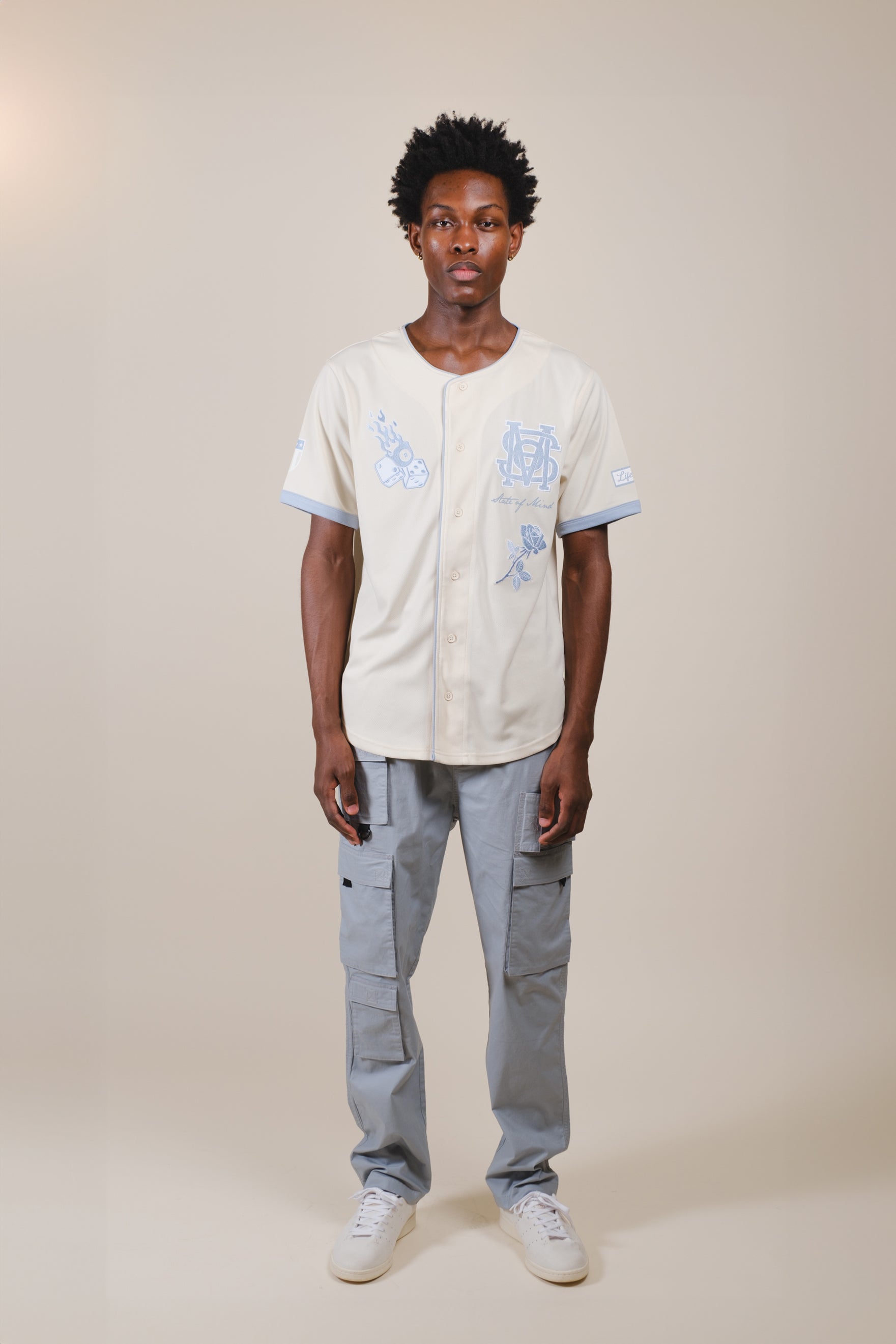 Utility inspired multi pocket poplin cargo pants for men in stone grey
#color_quarry