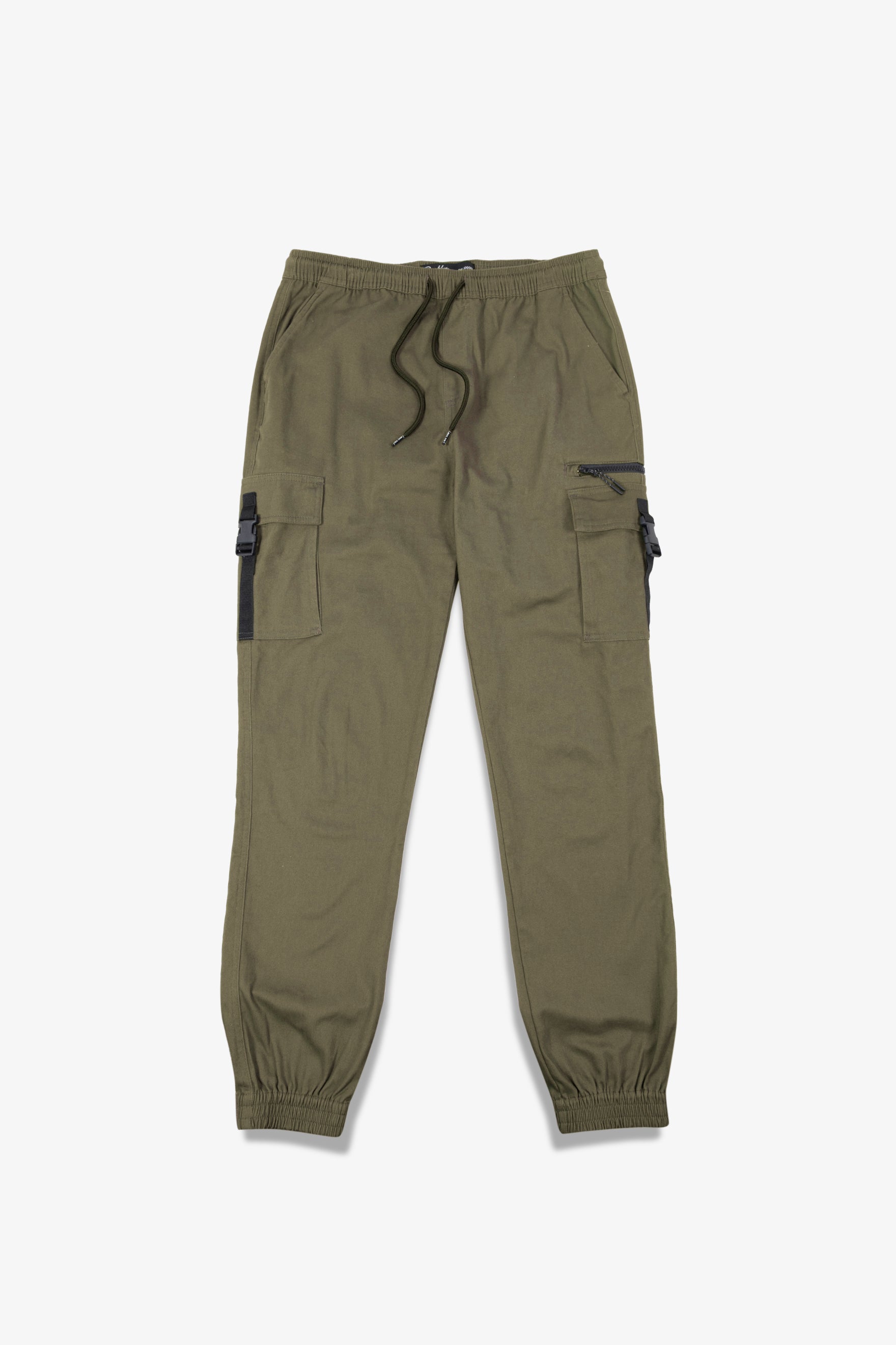 Elastic Waist Slim Fit Buckle Cargo Jogger