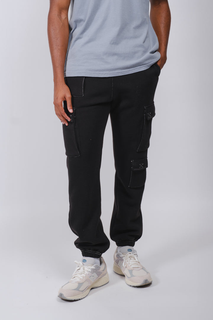 Contrast Stich Cargo Sweatpant
#color_black