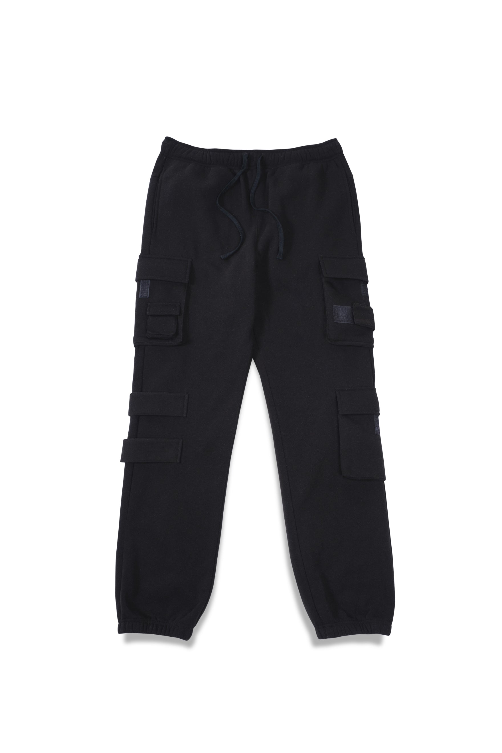 Multi Pocket Velcro Detail Fleece Cargo Sweatpant
#color_black