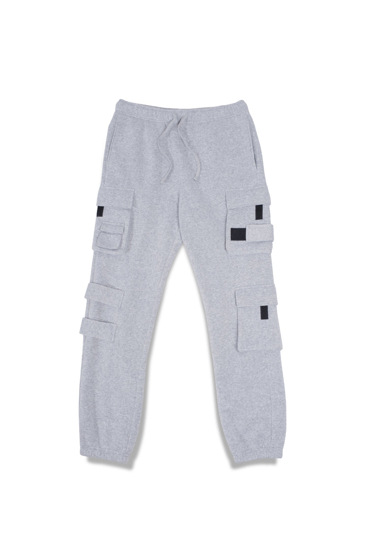 Men's Multi Pocket Velcro Detail Fleece Cargo Sweatpants
#color_heather-grey