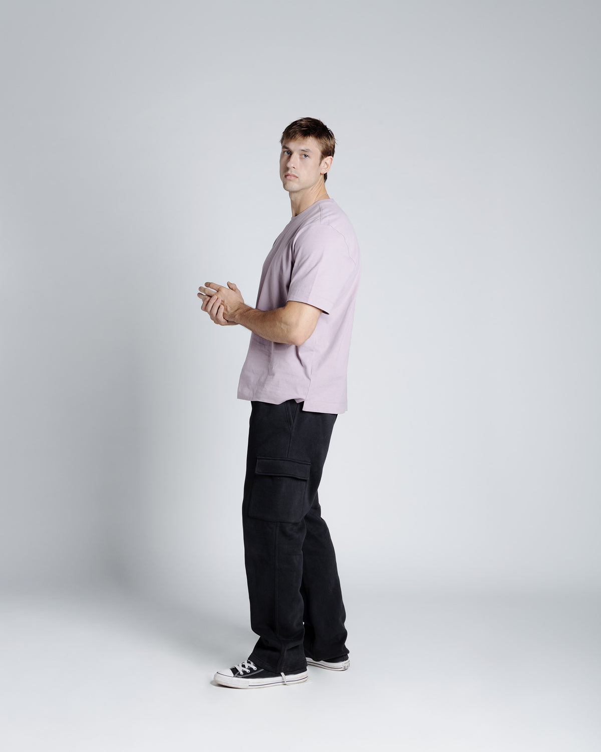 The Daily Heavyweight Open-Hem Cargo Sweatpant in Black