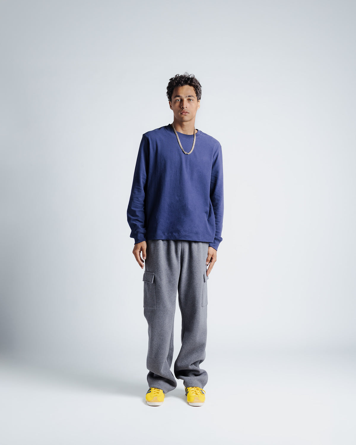 Heavy Weight Open Hem Cargo Sweatpants in Charcoal grey