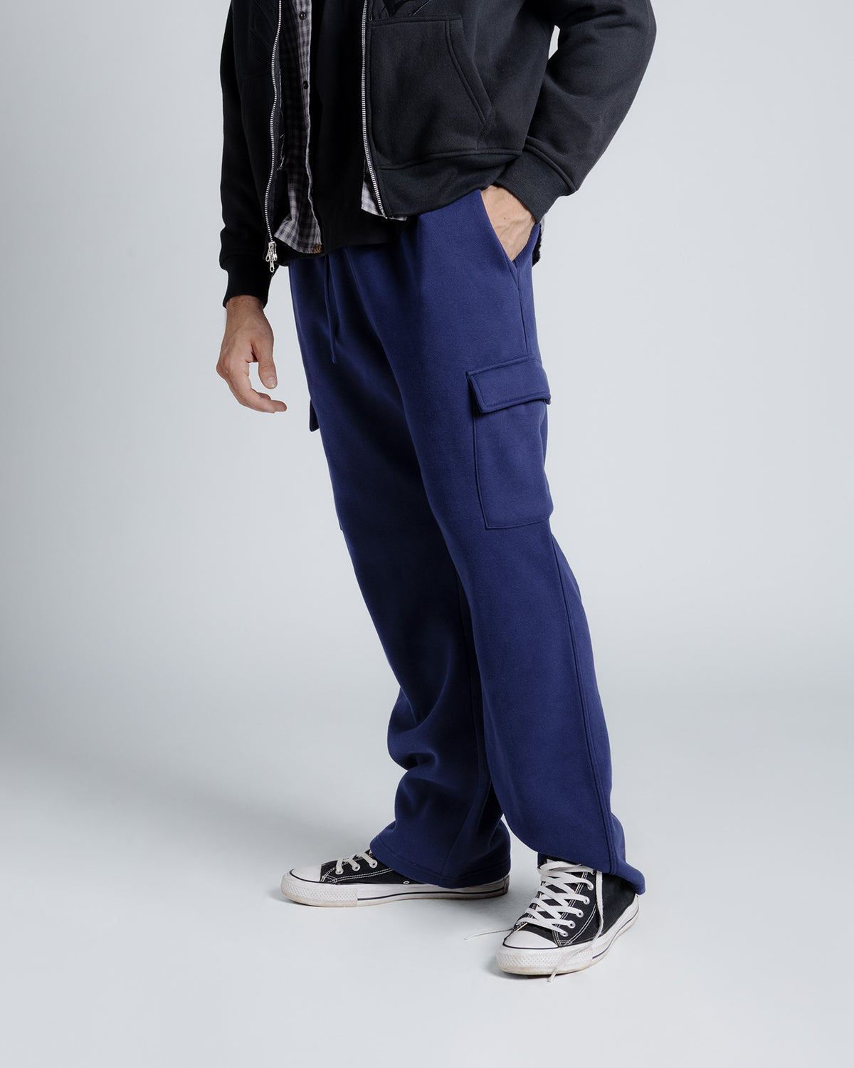 The Daily Heavyweight Open-Hem Cargo Sweatpant in Navy