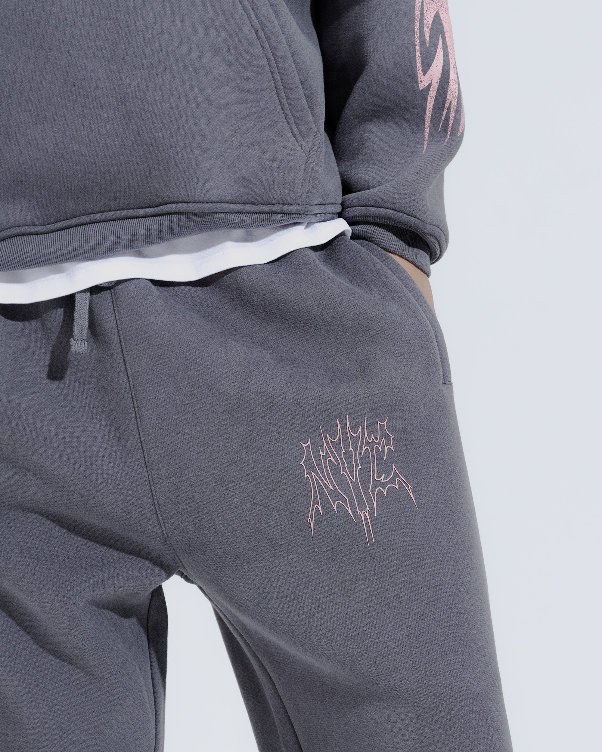 Heavy Weight NYC Core Relaxed Fit Fleece Sweatpants in Steel grey