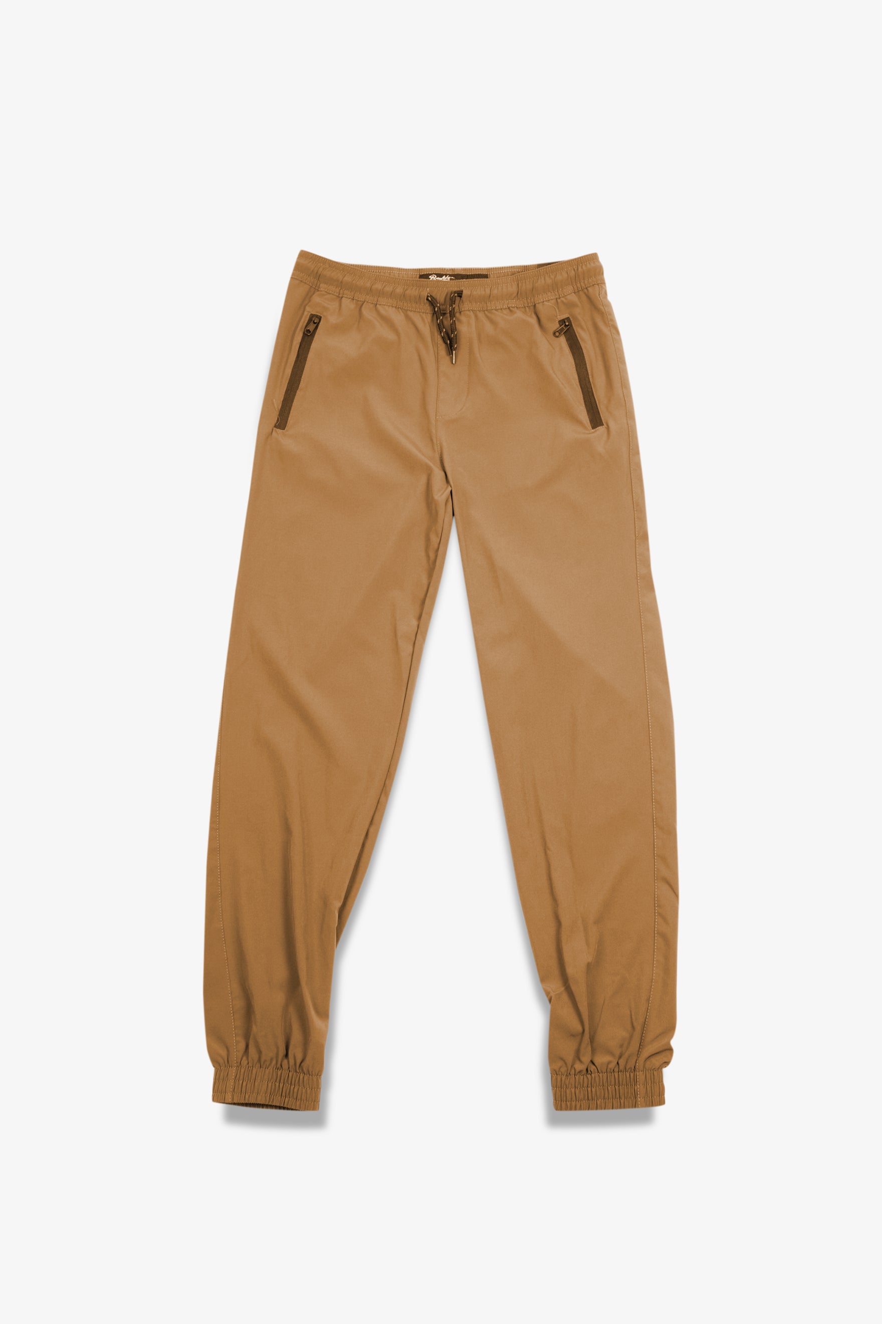 Kids 4-Way Stretch Zip Pocket Jogger
Kids tobacco joggers, 4-way stretch, zip pocket jogger, with drawstring for adjustable waist. #color_camel