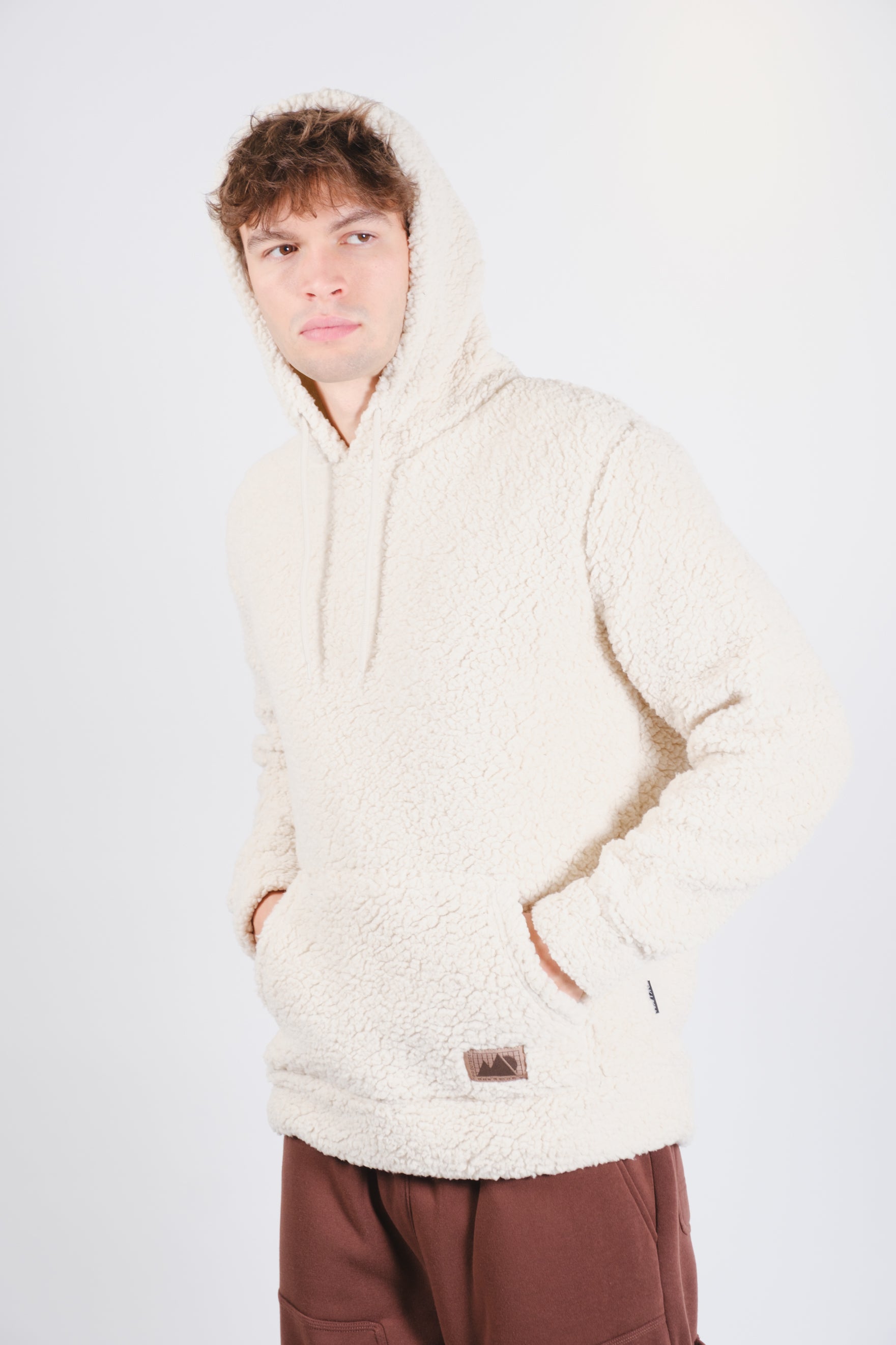 Brooklyn Cloth Pullover Sherpa Hoodie #color_sand
