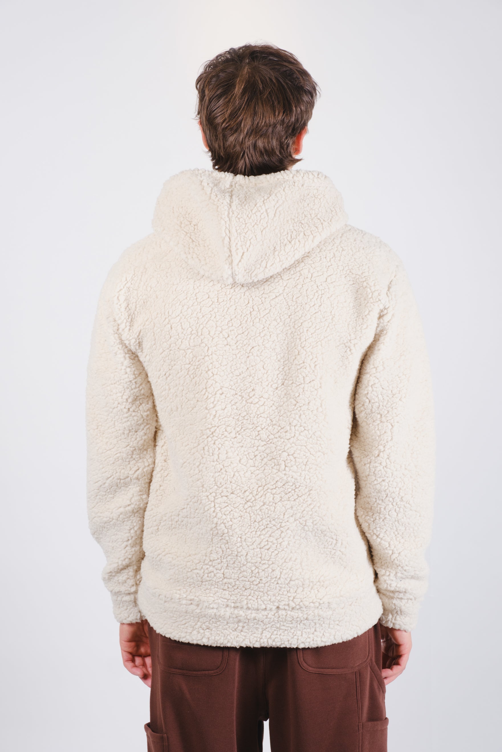 Men's Pullover Sherpa Hoodie
Men's comfy, fluffy, sand pullover sherpa drawstring hoodie.#color_sand