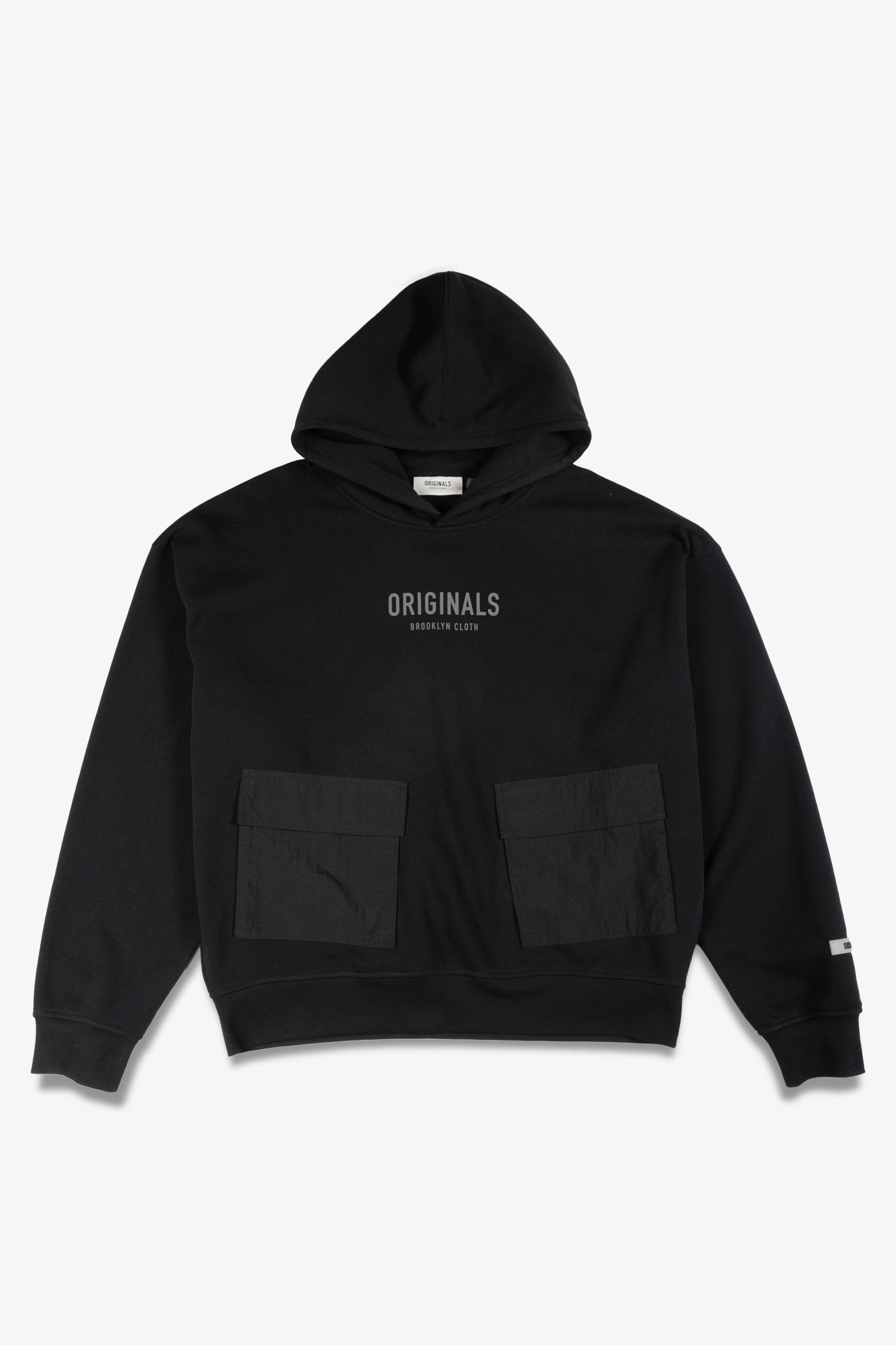 Originals Nylon Cargo Pocket Hoodie. #color_black
