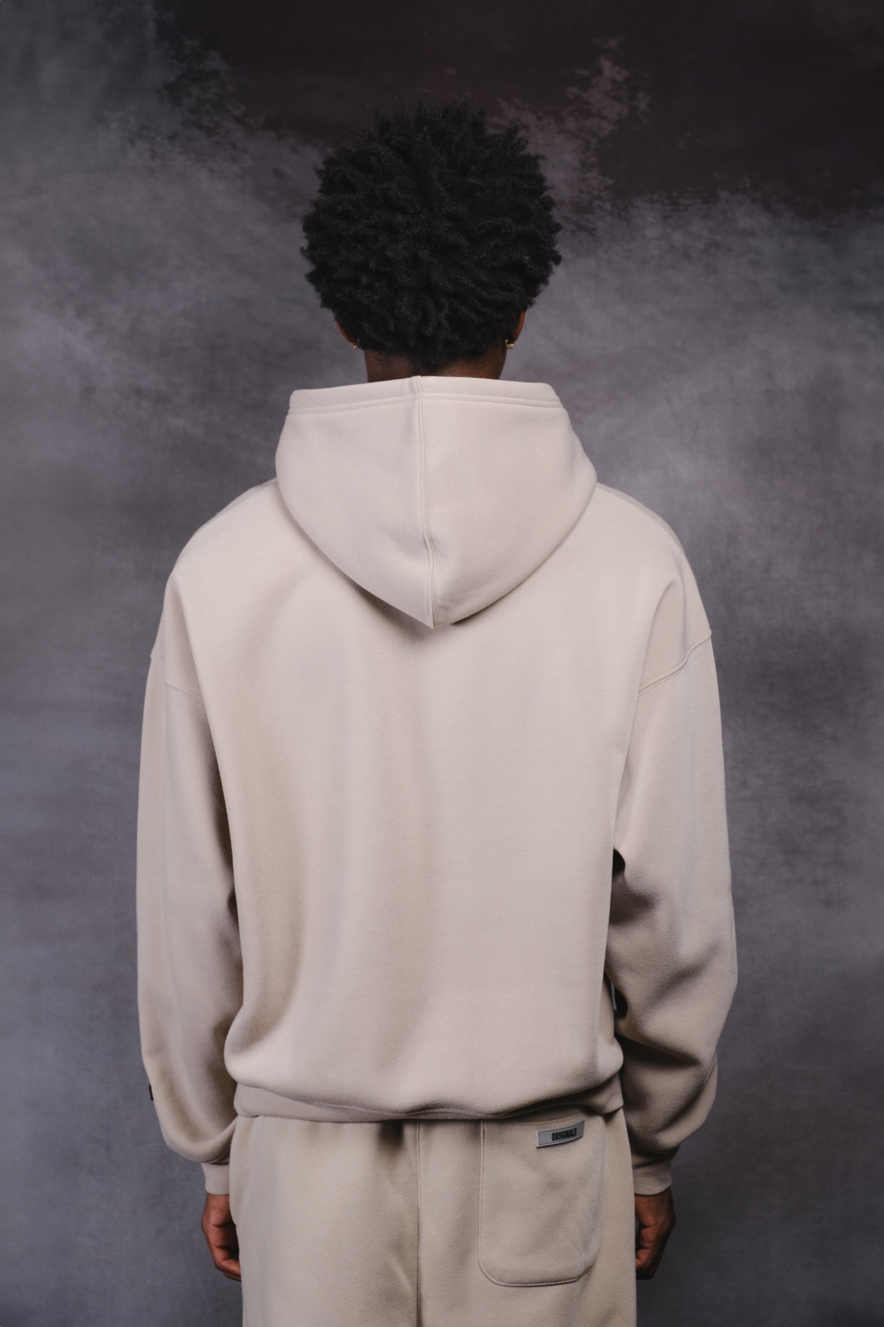 Originals Nylon Cargo Pocket Hoodie. #color_pumice stone