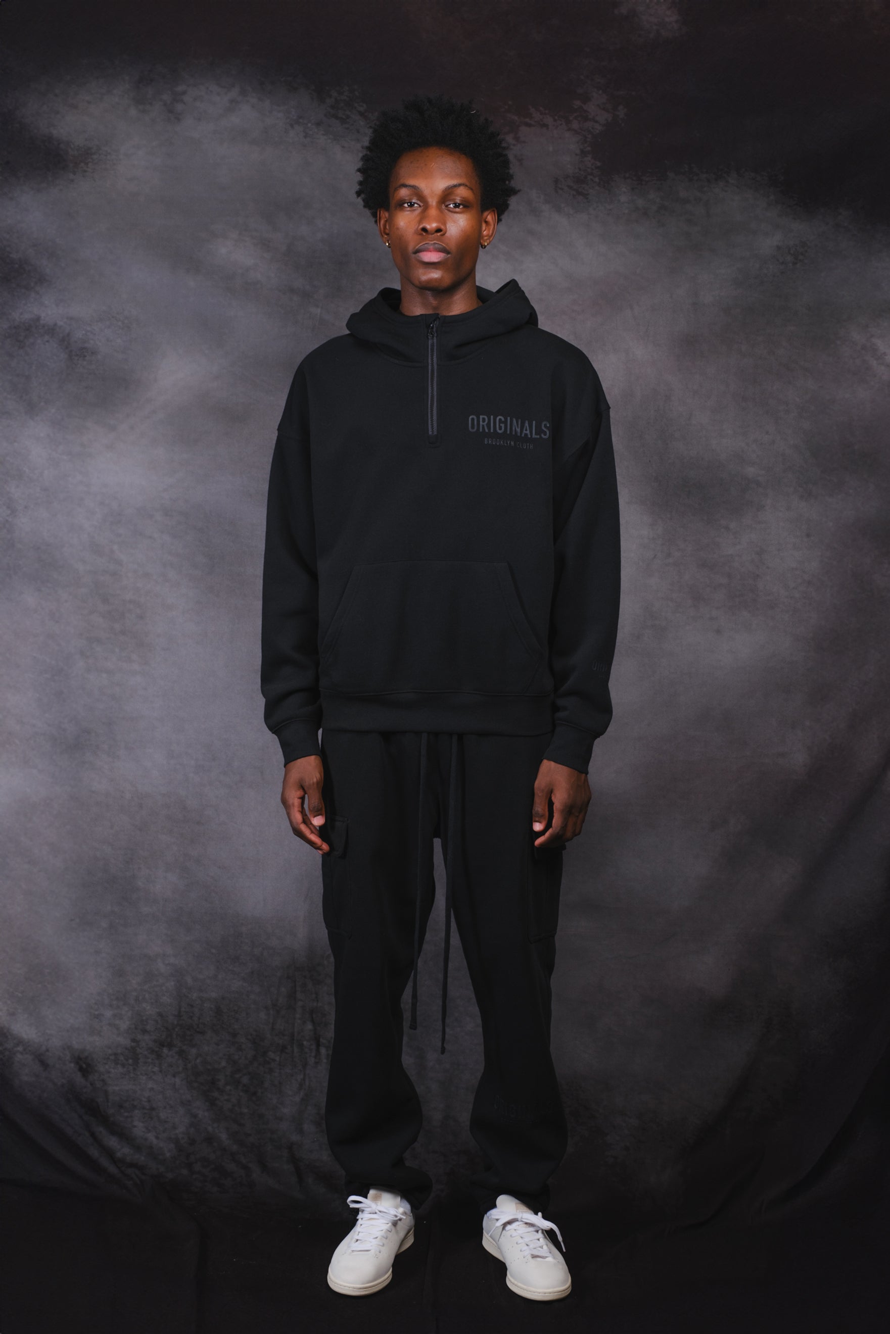 Oversized Quarter Zip Pull Over Hoodie
#color_black
